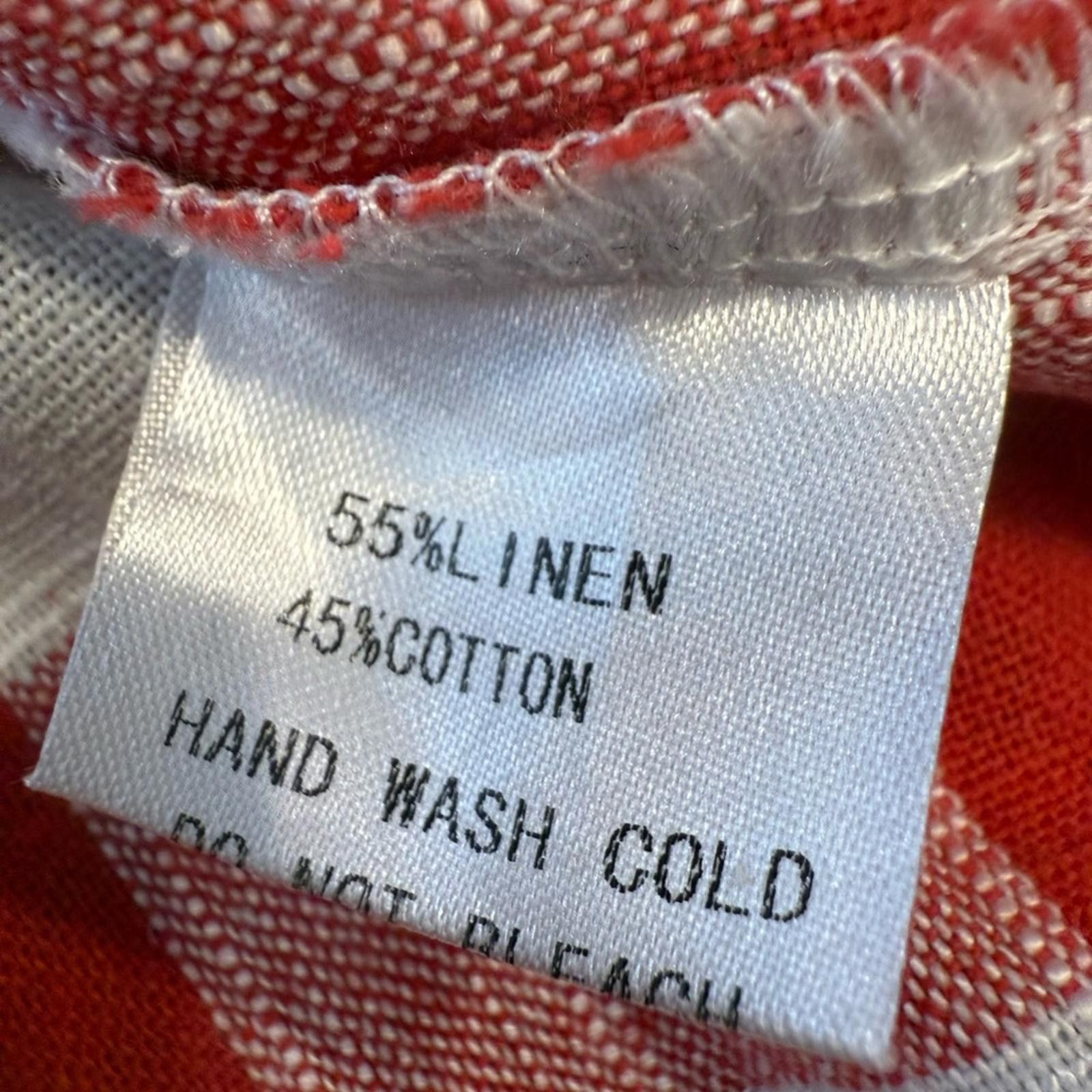 Other Wonderland by Orange linen blend red white plaid lace top LG Size L / US 10 / IT 46 - 7 Thumbnail
