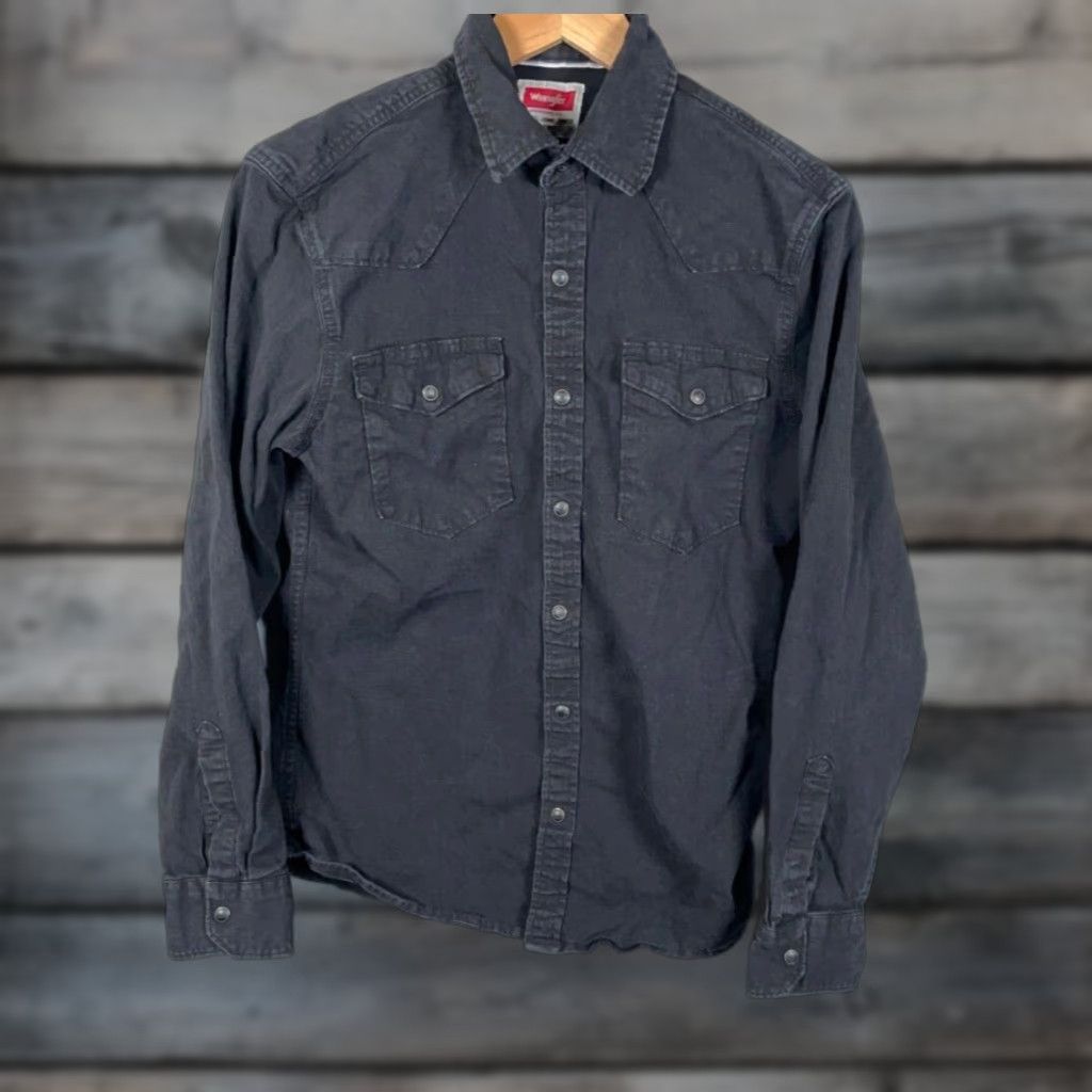 Wrangler VINTAGE Wrangler Denim Western Shirt Mens Small Black Pearl Snap Buttons Cotton Stretch Size US S / EU 44-46 / 1 - 1 Thumbnail