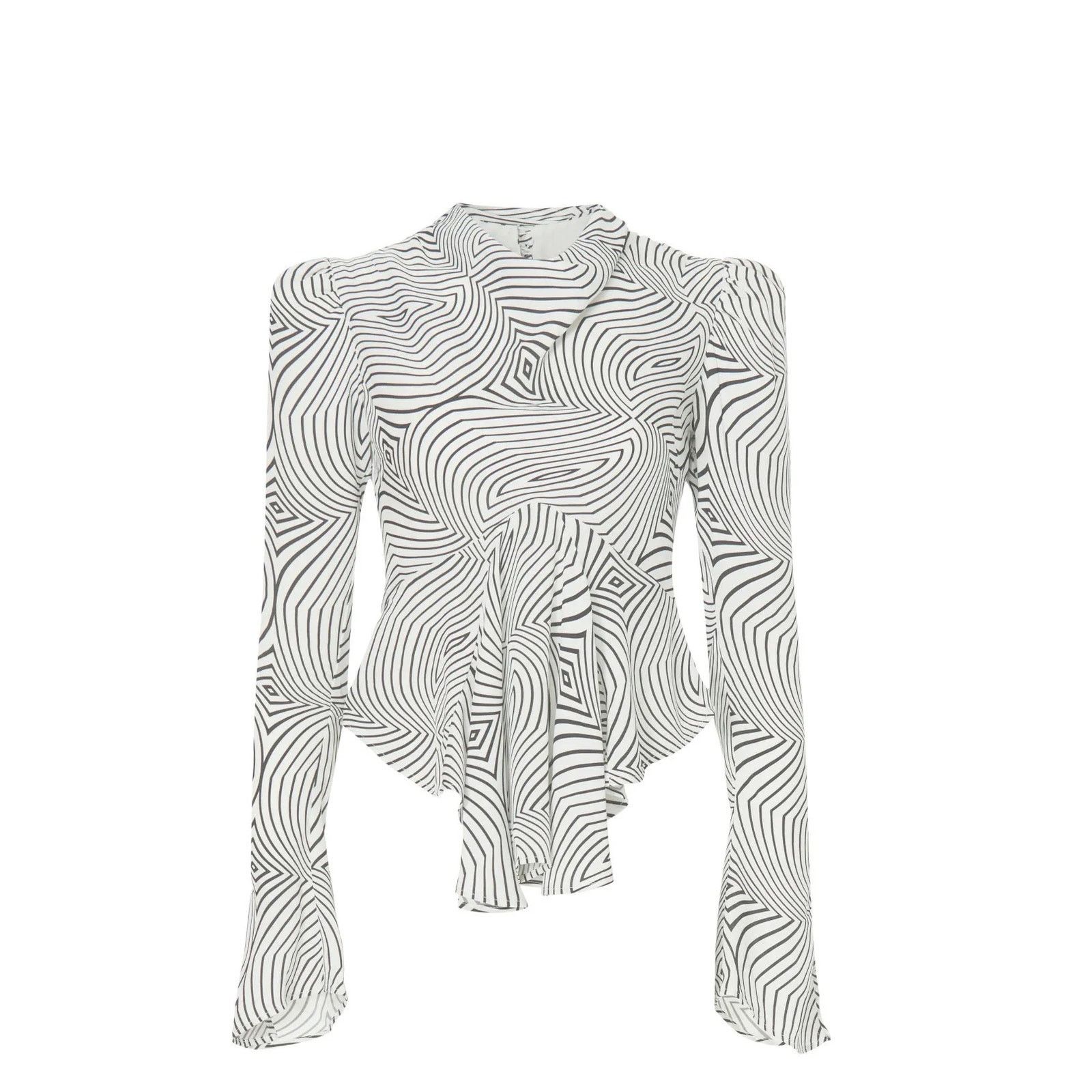 Other De La Vali Black White Trippy Bluemoon Top Blouse UK 10 US 6 Size M / US 6-8 / IT 42-44 - 2 Thumbnail