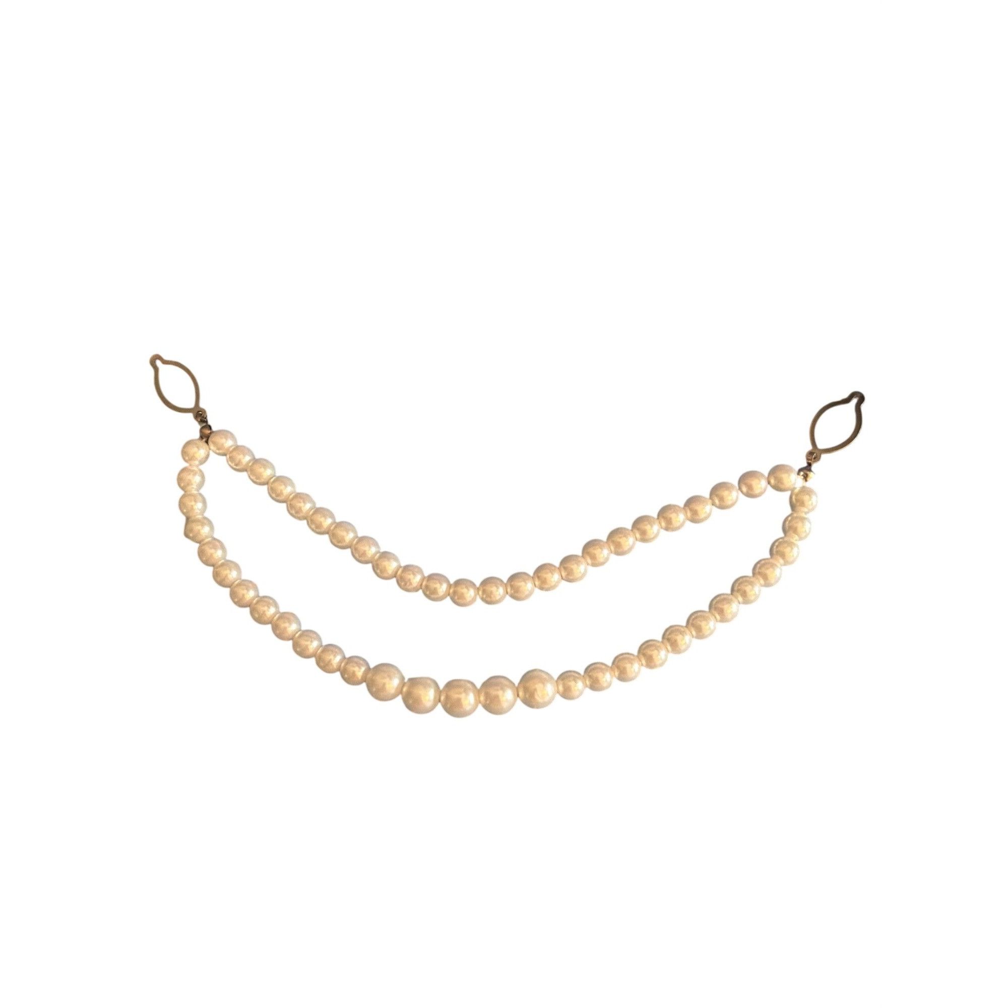 Other Vintage Faux Pearl Double Strand Sweater Clip Button Attachm Size ONE SIZE - 1 Thumbnail