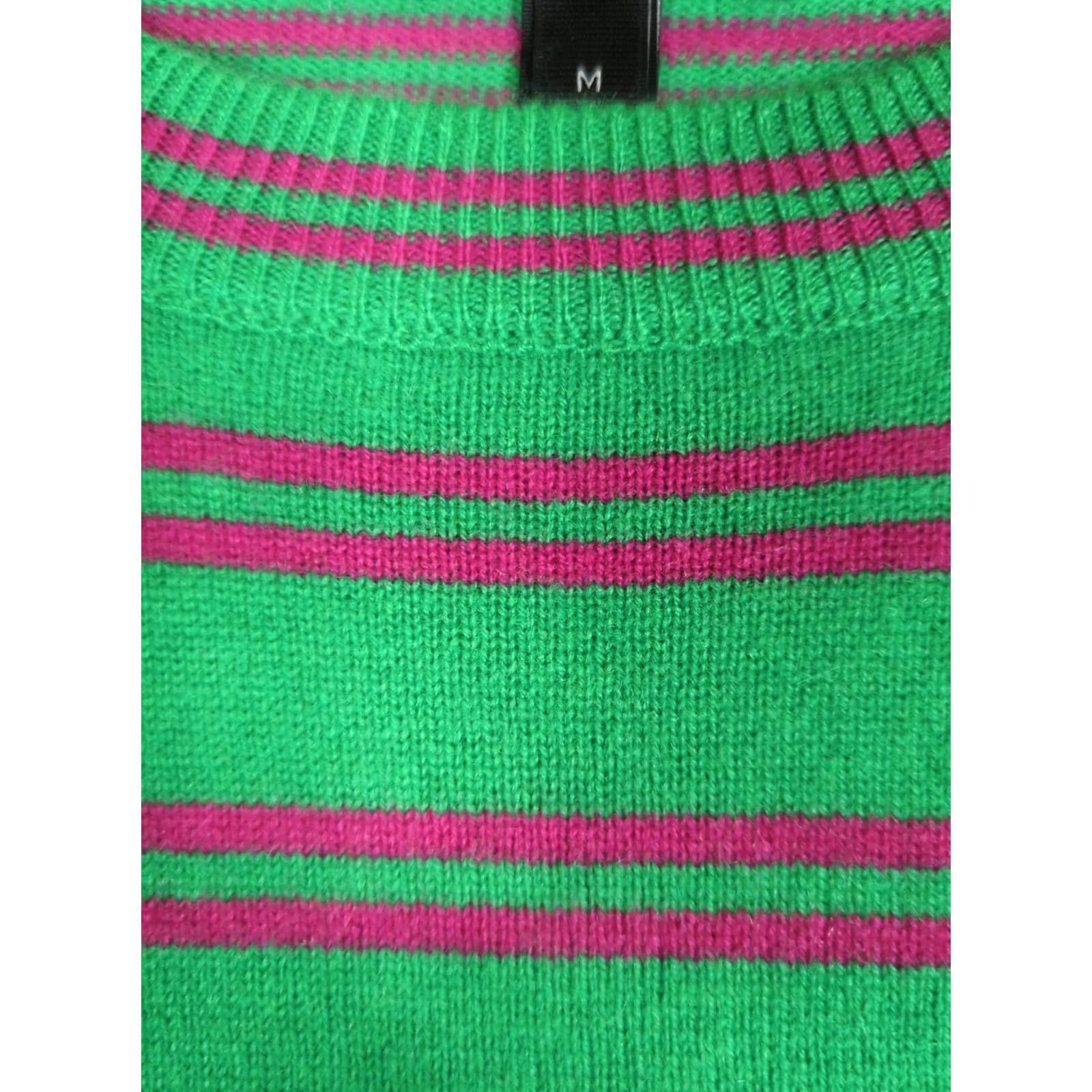 J.Crew J.CREW Italian Cashmere sweater M Multicolor Striped 3/4 Sleeve Round Neck Women Pullover, Casual, Regular Fit Size M / US 6-8 / IT 42-44 - 4 Thumbnail