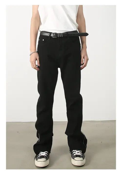 Japanese Brand Pants Men's loose straight raw edge casual flared jeans Size US 32 / EU 48 - 1 Thumbnail