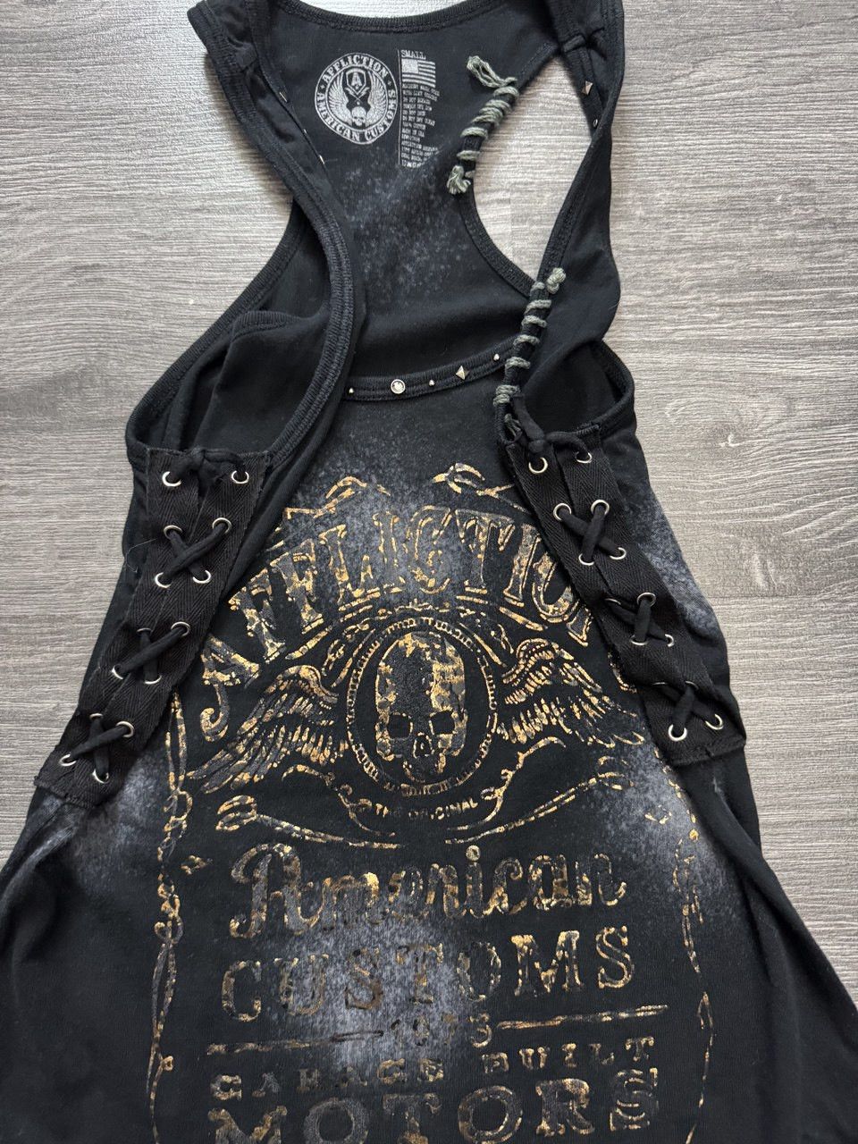 Affliction Vintage Y2K Affliction Rhinestone Lace-Up Grunge Tank Top Size S / US 4 / IT 40 - 5 Thumbnail
