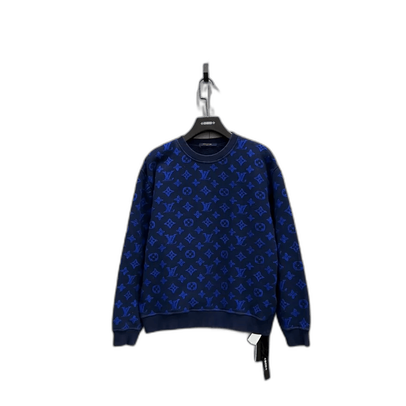 Louis Vuitton Louis Vuitton Blue Velvet Logo Sweatshirt Size US M / EU 48-50 / 2 - 1 Thumbnail