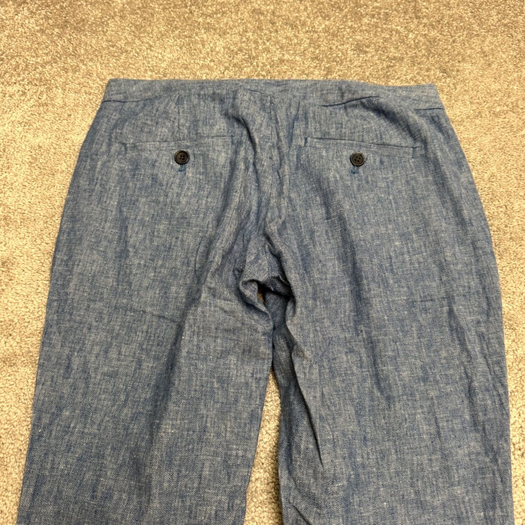 Banana Republic Banana Republic Avery Pants Womens 4 Blue Linen Blend Tie Waist Tapered Ankle Size 27" / US 4 / IT 40 - 3 Thumbnail