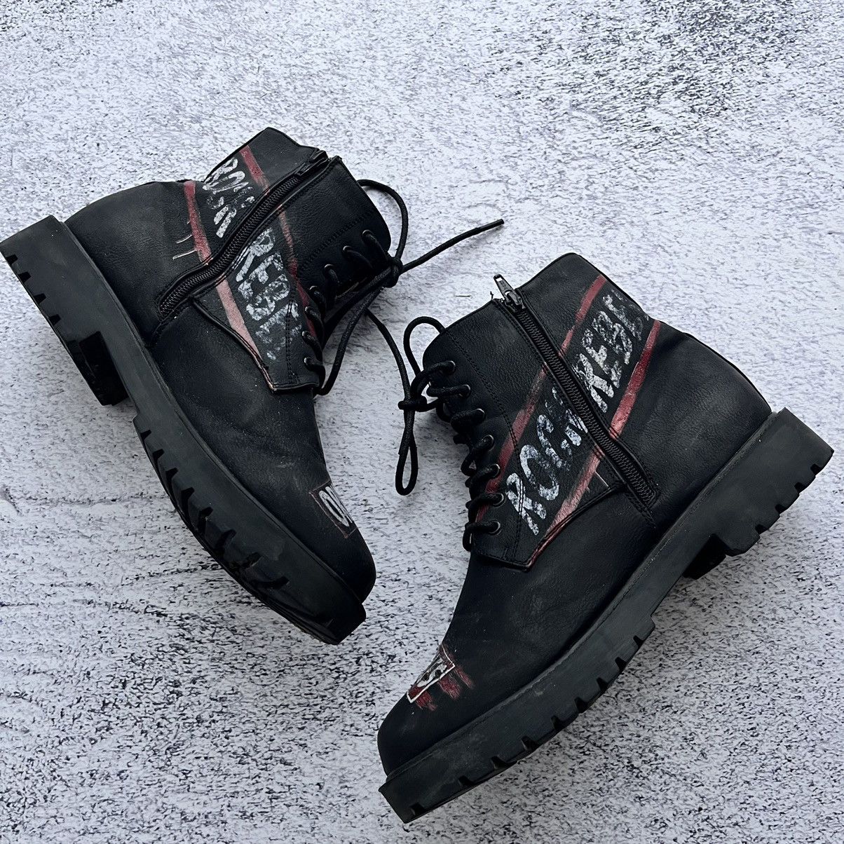 Vintage Rock Rebel eco leather black boots Size US 8.5 / EU 41-42 - 3 Thumbnail