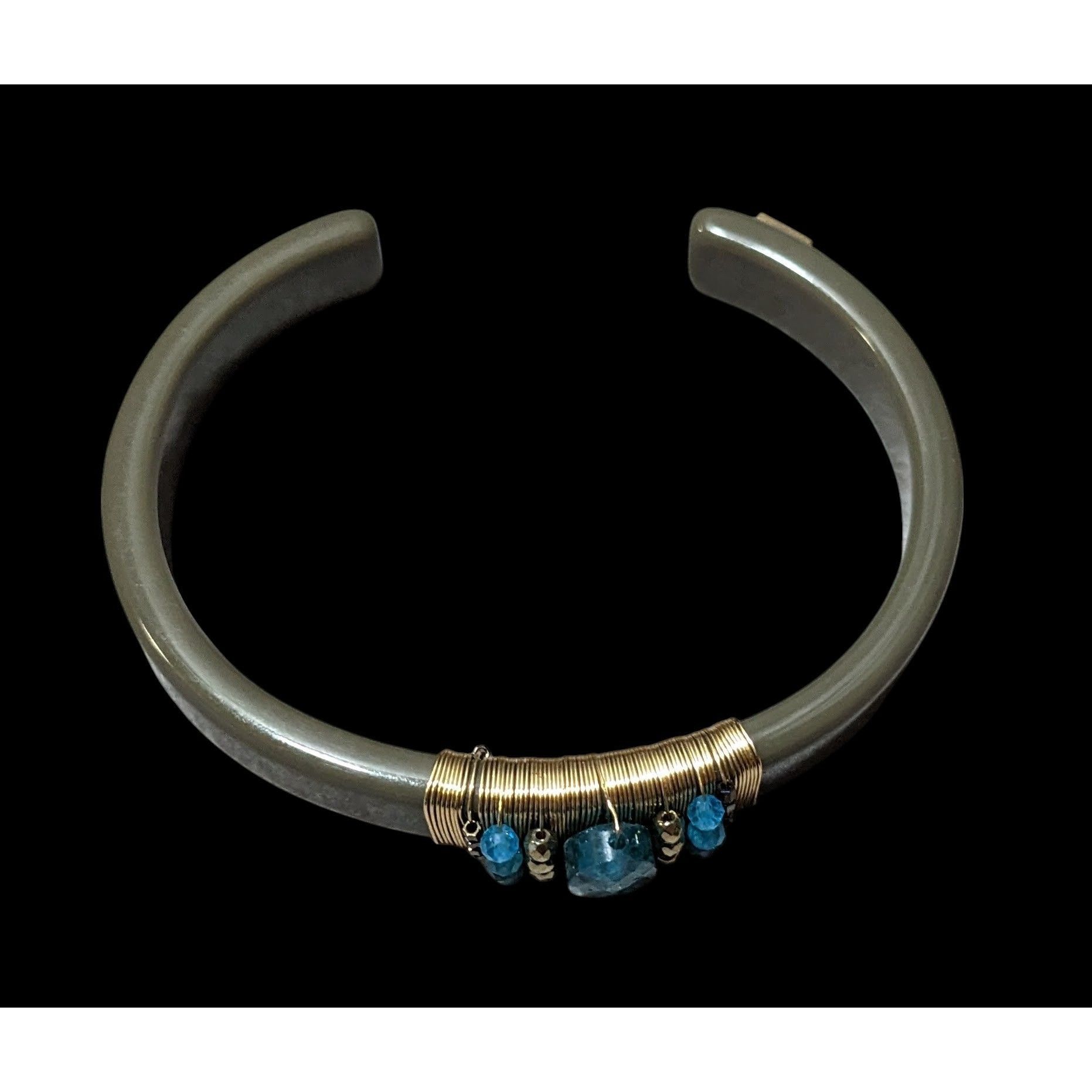 Other Zag Studious Grey And Gold Blue Gemmed Cuff Bracelet Size ONE SIZE - 1 Thumbnail