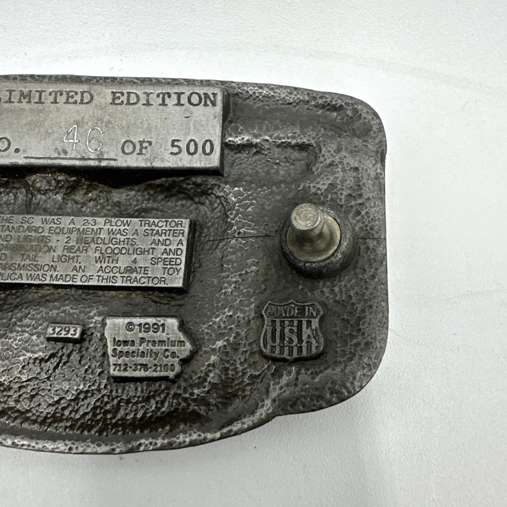 Vintage VINTAGE 1991 John Deere Farm Toy Collector Commemorative Belt Buckle #41 Of 500 Size ONE SIZE - 5 Thumbnail