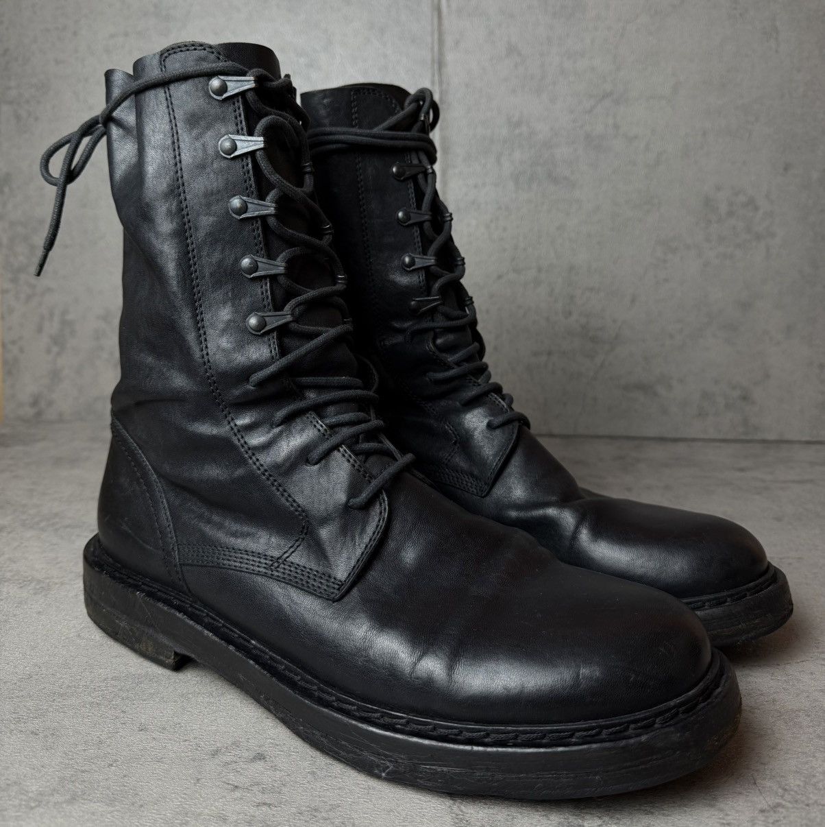Ann Demeulemeester ANN DEMEULEMEESTER - VITELLO NERO COMBAT BOOTS Size US 8 / EU 41 - 1 Thumbnail