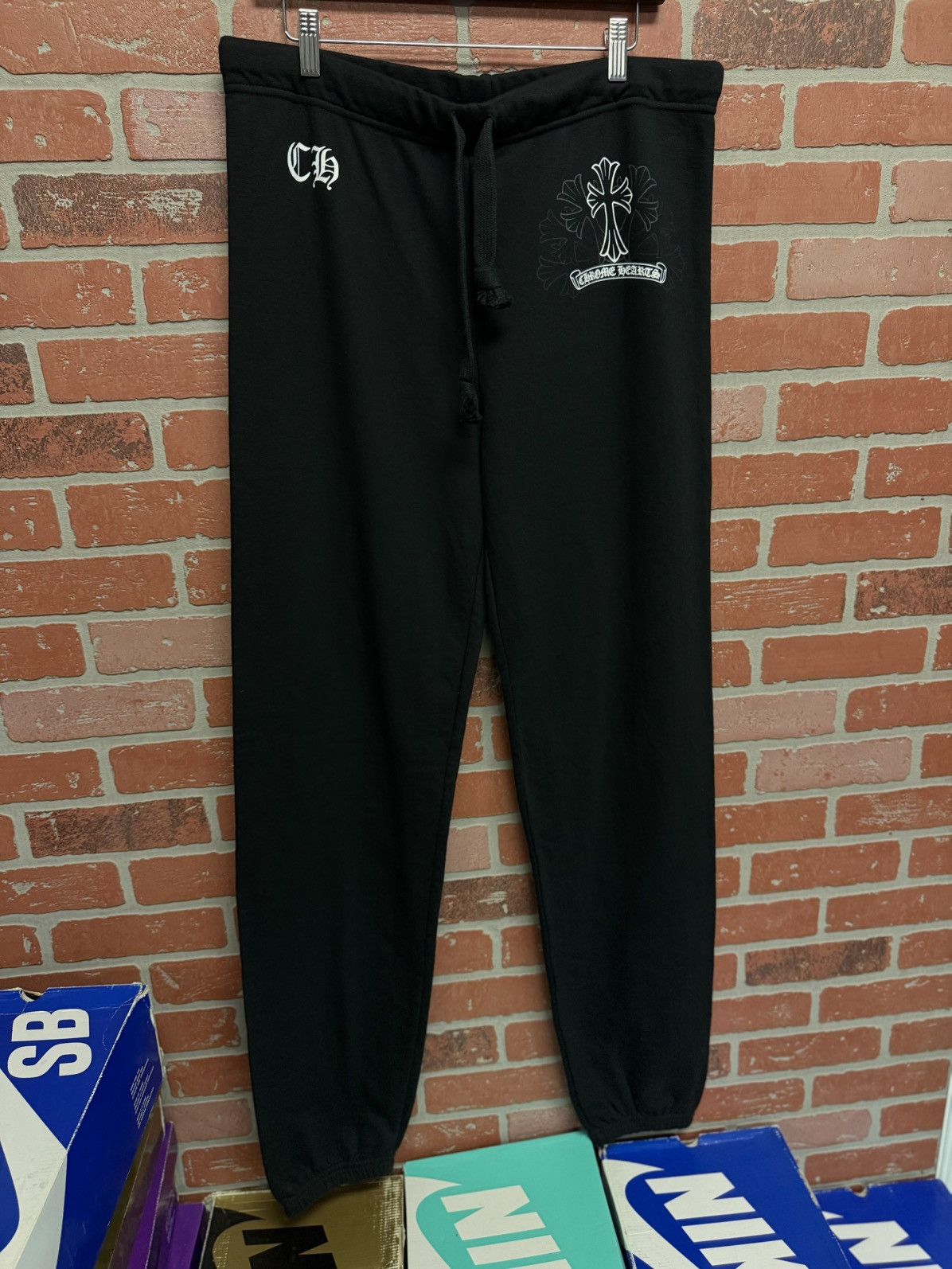 Chrome Hearts × Vintage Chrome Hearts Vintage Black White Sweatpants SZ Large Size US 33 - 2 Thumbnail