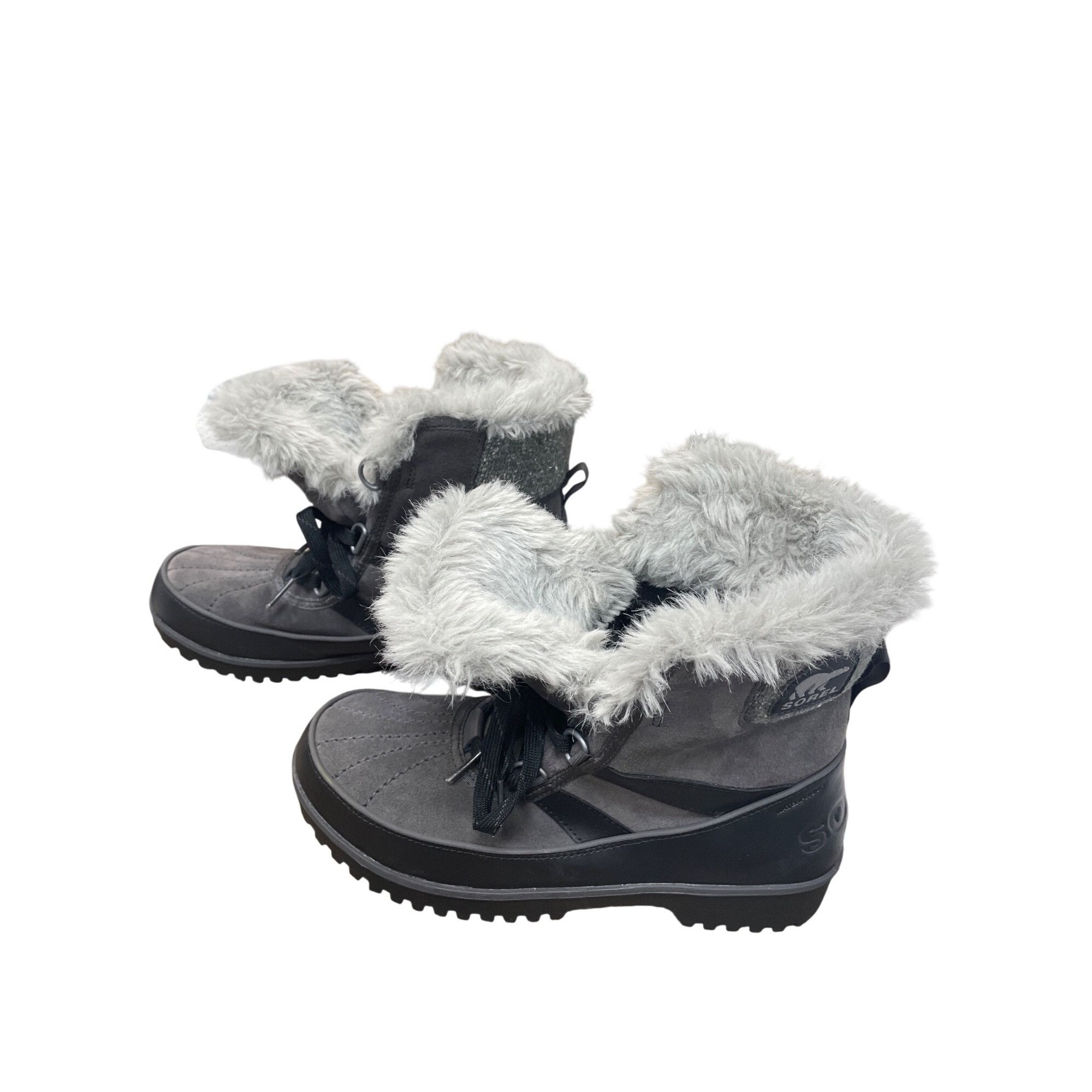 SOREL Sorel Womens Gray Black Suede Fur Lined Ankle Winter Boots S Size US 8.5 / IT 38.5 - 4 Thumbnail