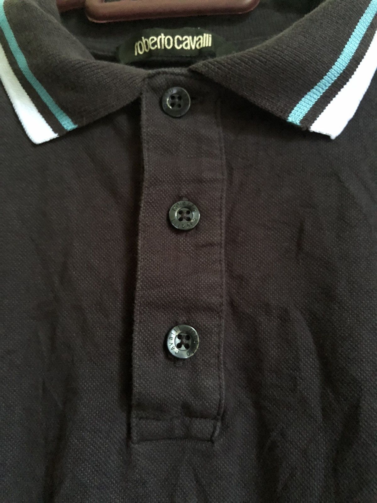 Just Cavalli 🇮🇹 Roberto Cavalli engraved blue black polo shirt Size US XL / EU 56 / 4 - 3 Thumbnail