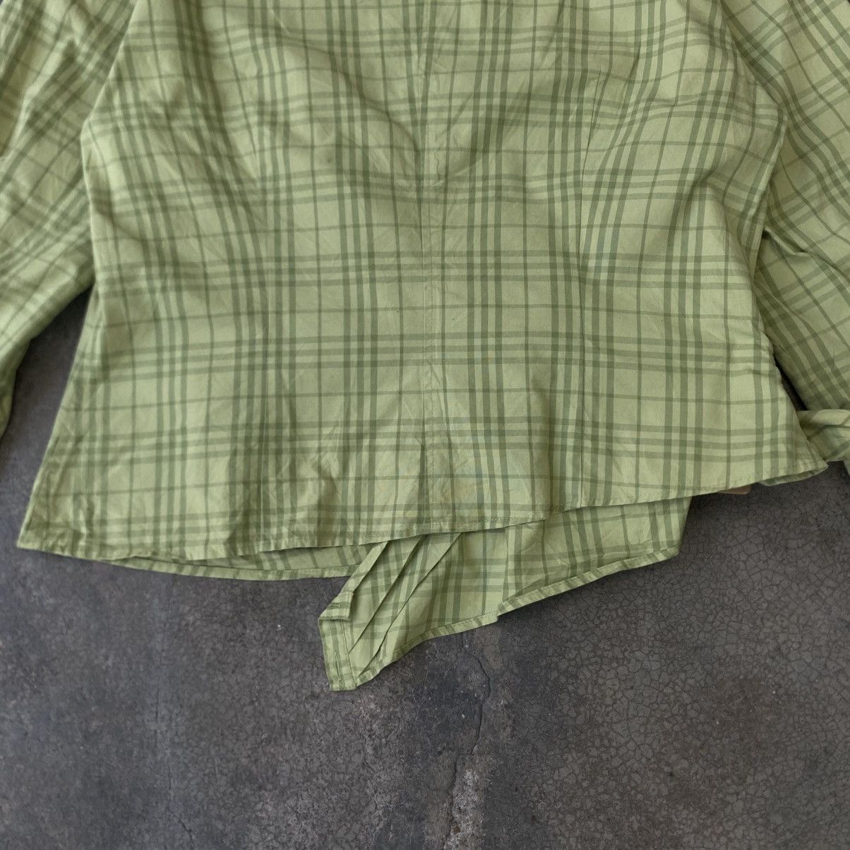 Burberry ‼️LAST DROP‼️Burberry London Green Check Wrap Blouse Cropped Size S / US 4 / IT 40 - 9 Thumbnail