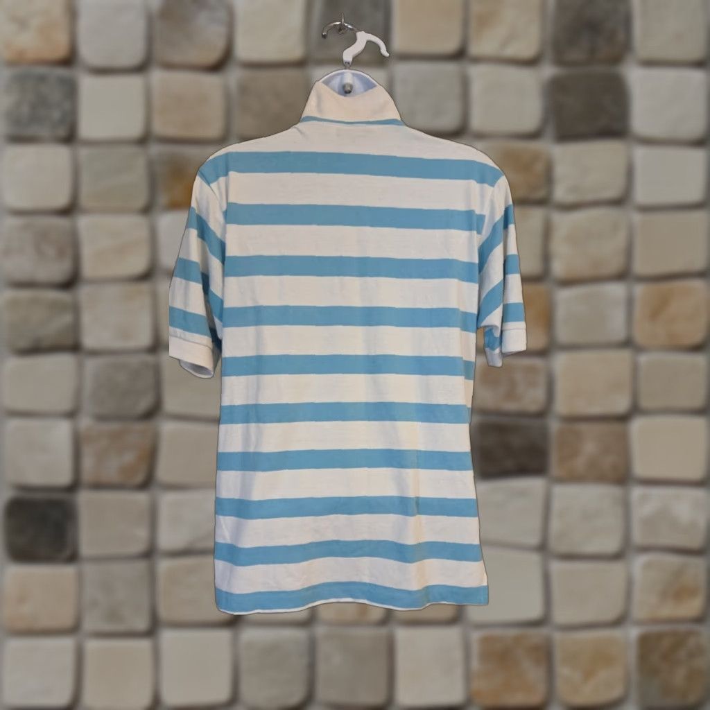 Vintage VINTAGE Stefano Worldwide Aqua White Stripe Polo Shirt M Women Size M / US 6-8 / IT 42-44 - 1 Thumbnail