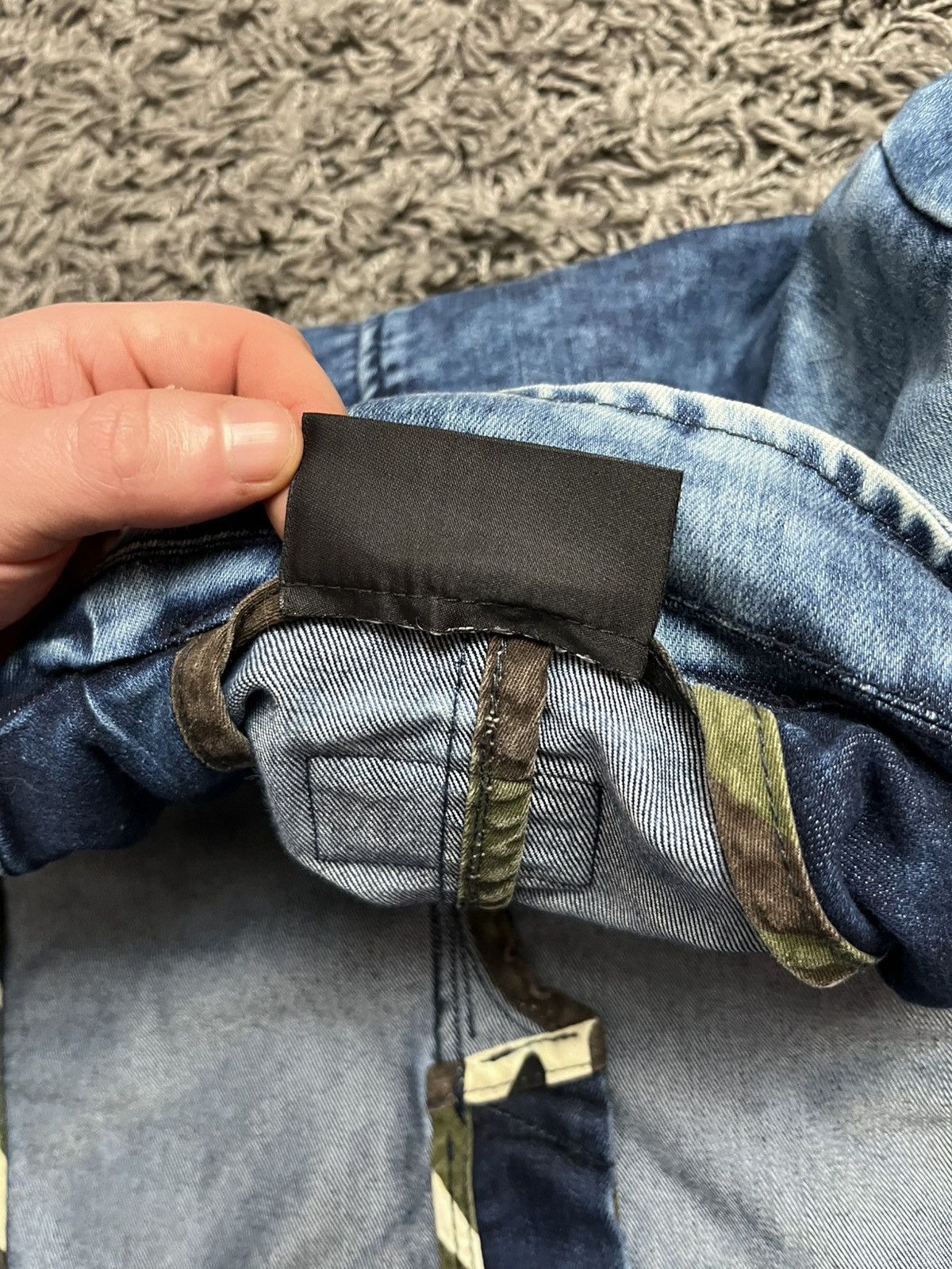 Philipp Plein Philipp Plein Distressed Denim Blazer with Camo Details Size 44S - 15 Thumbnail