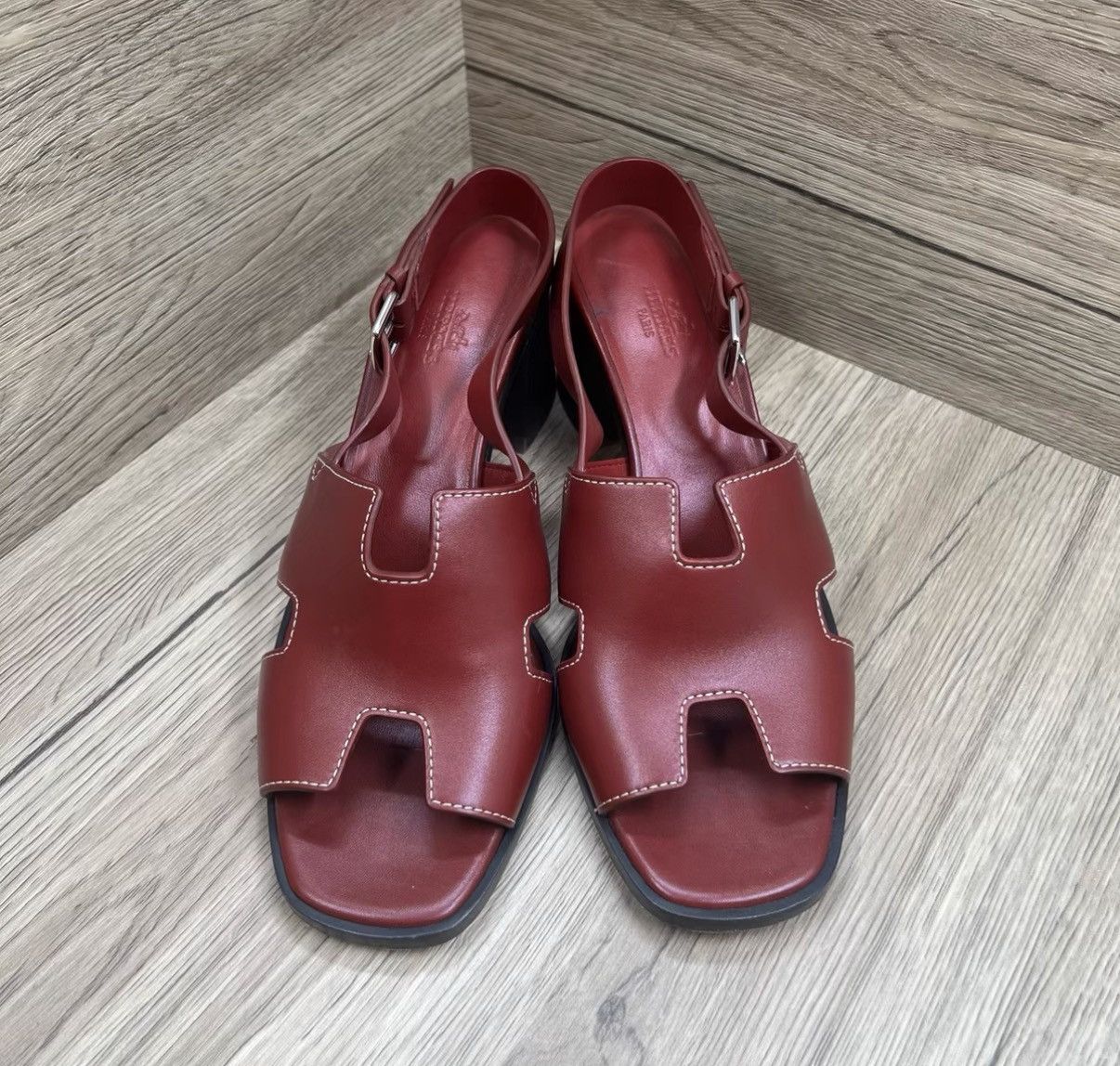 Hermes Hermès Red High Heel Sandals J41 Size US 10 / IT 40 - 3 Thumbnail