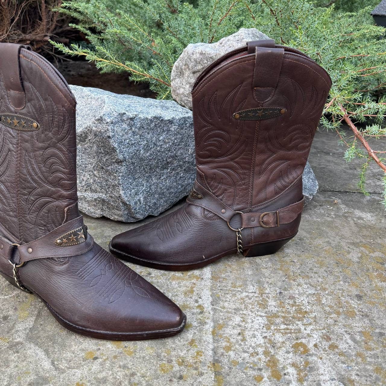 Le Grande Bleu (L.G.B.) VTG Japanese Style Western Blue river Cowboy Leather Boots Size US 12 / EU 45 - 8 Thumbnail