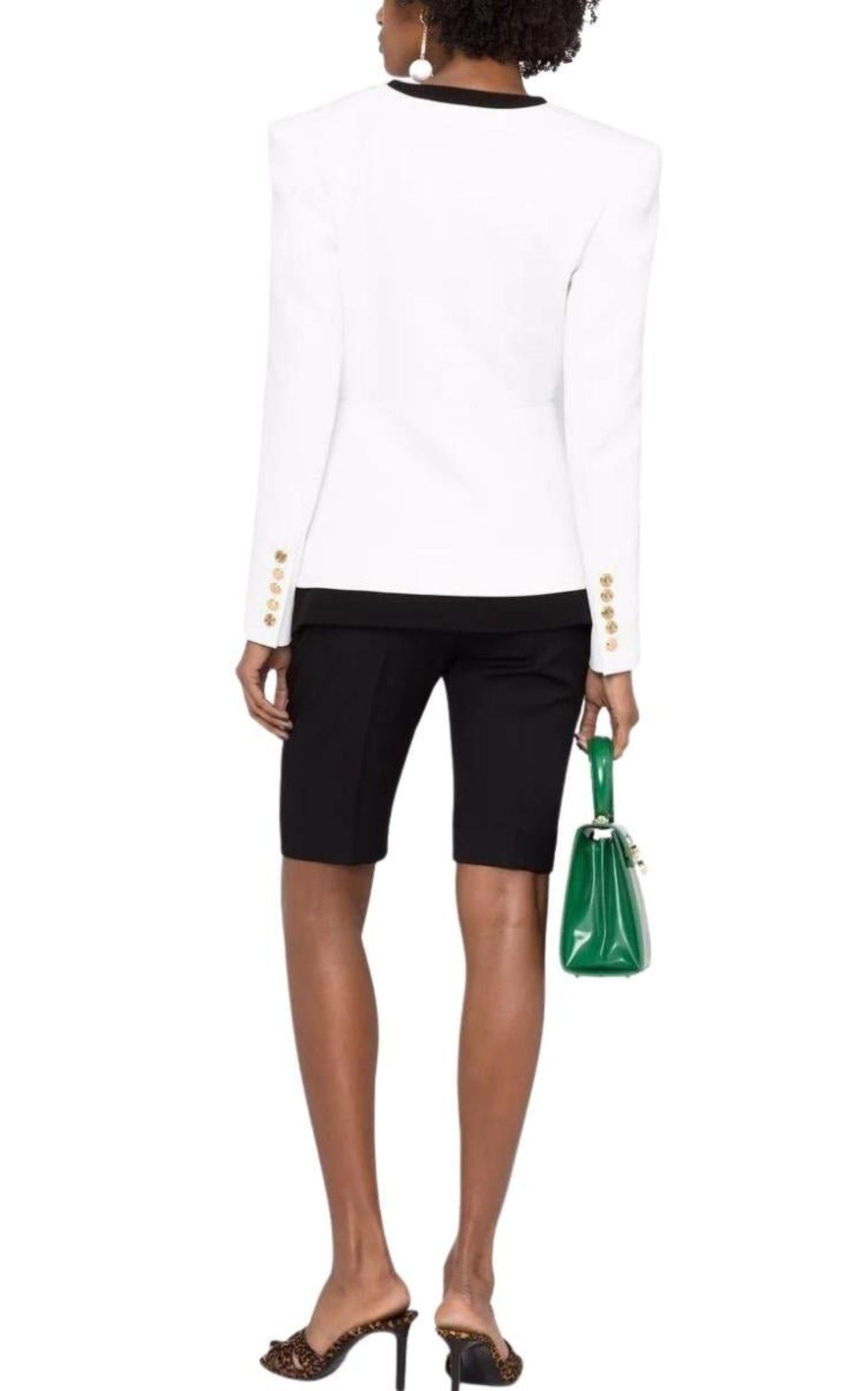 Balmain o1y0525 Blazer in White/Black Size XS / US 0-2 / IT 36-38 - 5 Thumbnail