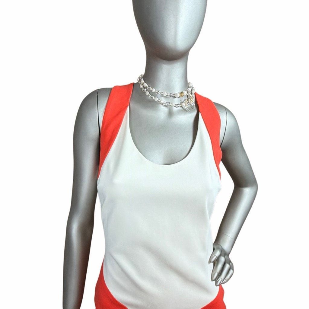 MSGM NWT MSGM Colorblock Bodycon Dress White Orange Sleeveless Italy 4 / 6 (068) Size M / US 6-8 / IT 42-44 - 2 Thumbnail