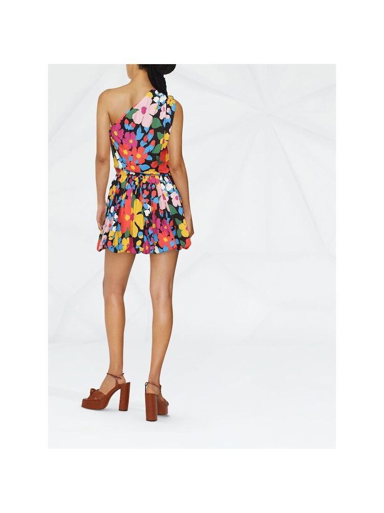Saint Laurent Paris o1s1wg111024 One-Shoulder Mini Dress in Sablé in Multicolor Size M / US 6-8 / IT 42-44 - 5 Thumbnail