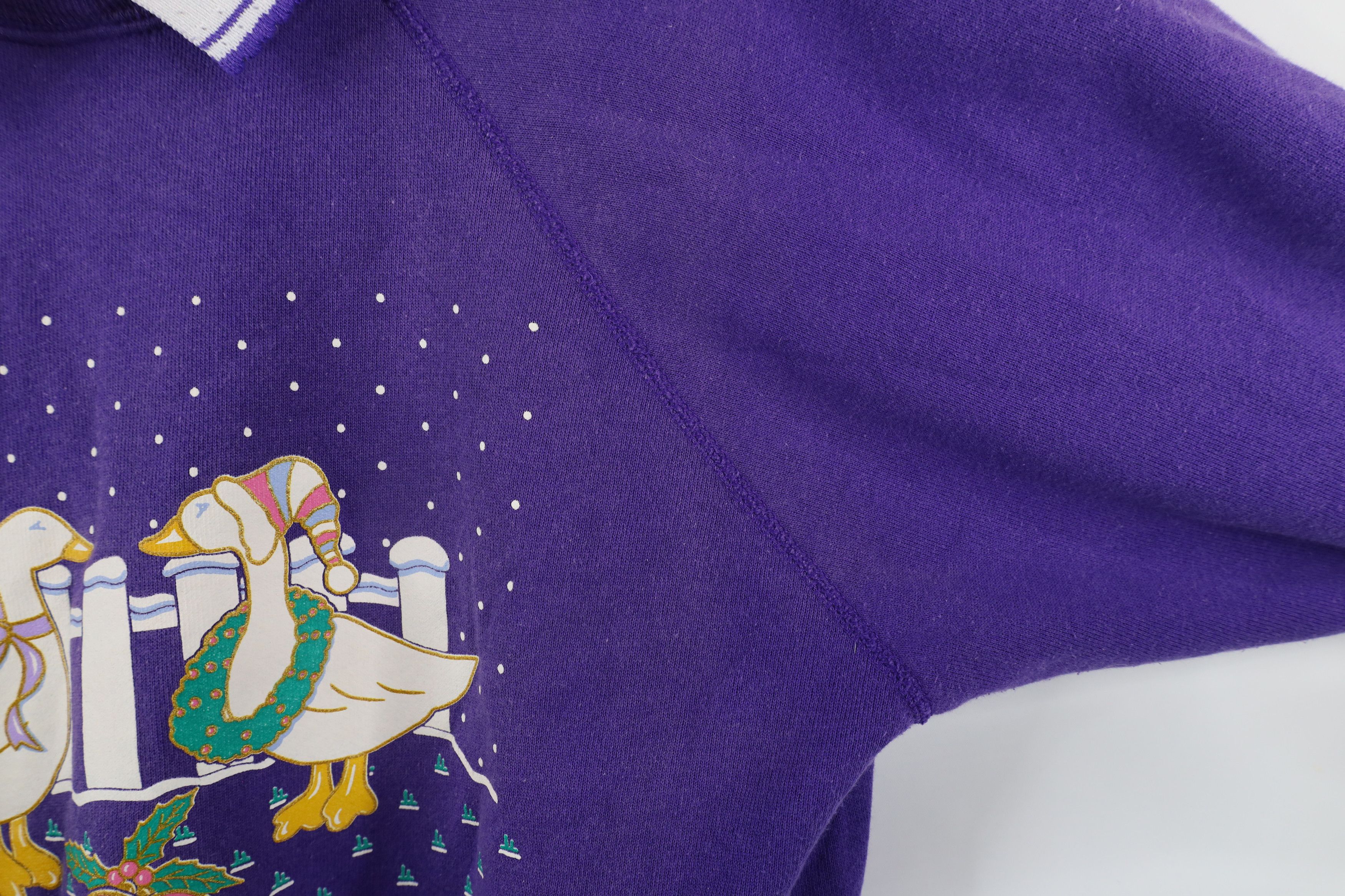 Vintage Vintage 90s Streetwear Ducks Collared Sweatshirt Purple USA Size XL / US 12-14 / IT 48-50 - 5 Thumbnail