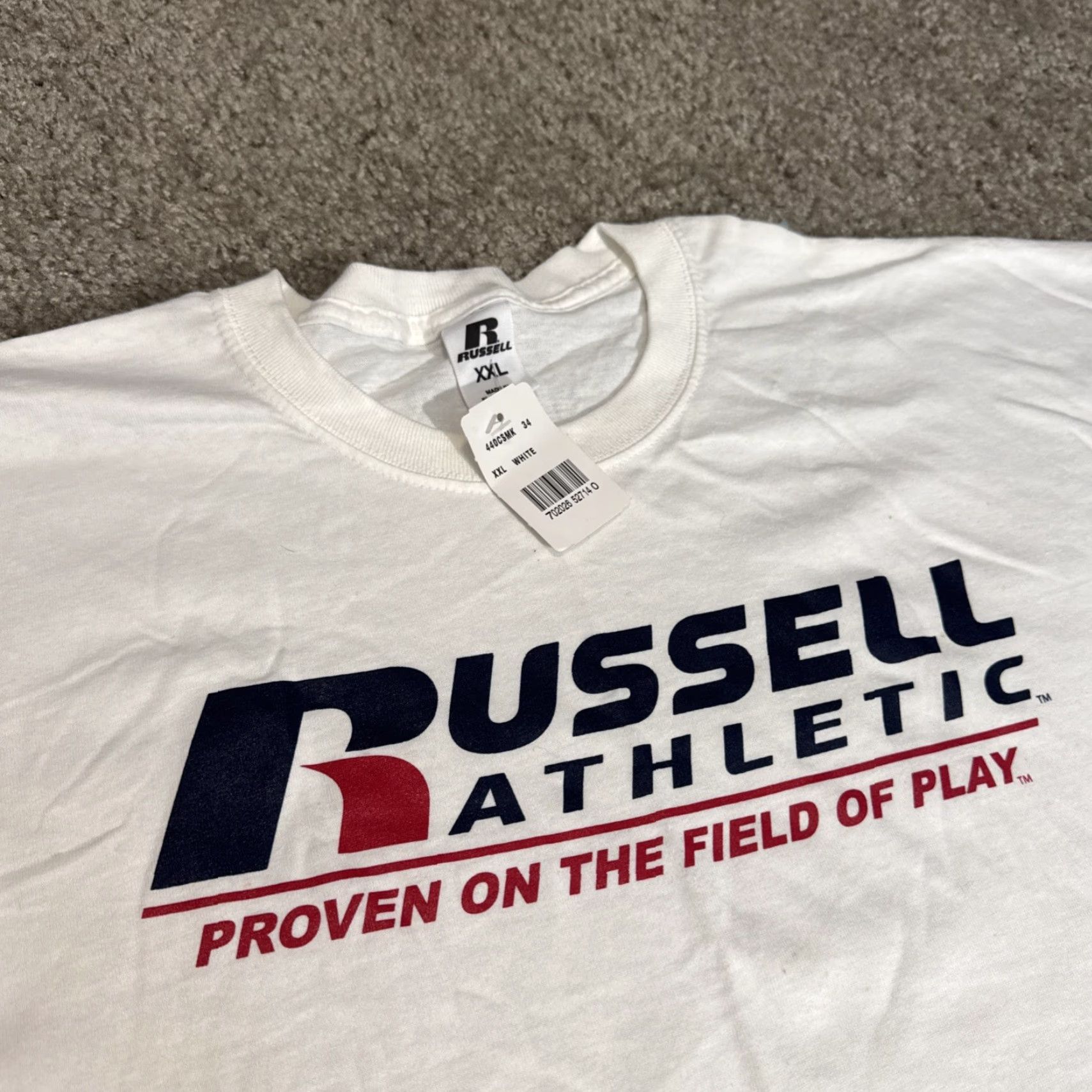 Russell Athletic VINTAGE Russell Athletic T-Shirt Men 2XL White NOS New With Tags Advertising Y2K Shirt Size US XXL / EU 58 / 5 - 3 Thumbnail