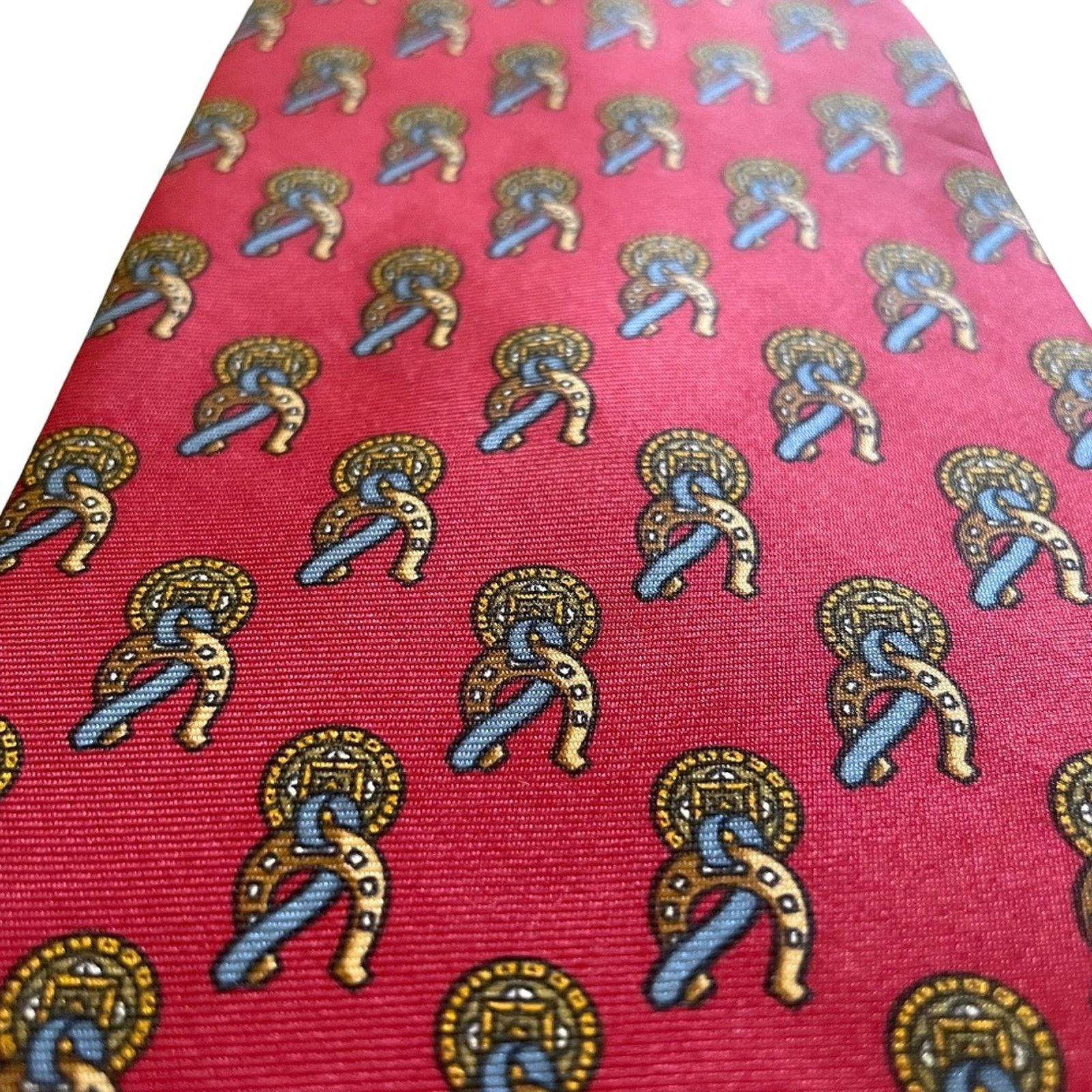 Paolo Gucci × Vintage Paolo Gucci Vintage Red Equestrian-Themed Pattern Silk Tie Size ONE SIZE - 9 Thumbnail