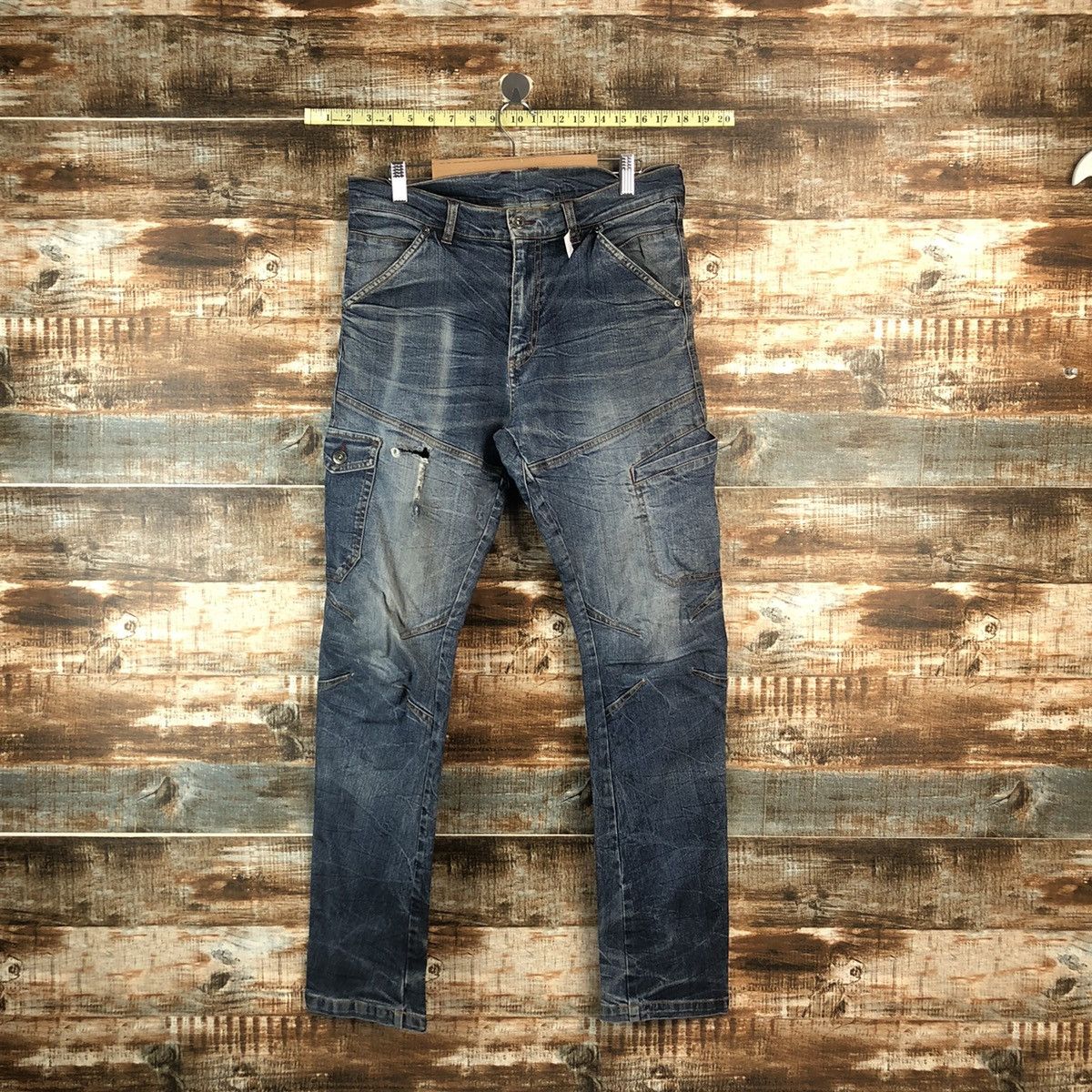 Japanese Brand Blue Distressed ripped Denim Pants #A2120