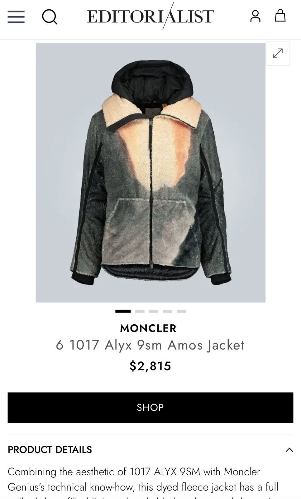 1017 ALYX 9SM × Moncler Printed Fleece Goose Down Coat Size US XXL / EU 58 / 5 - 11 Thumbnail