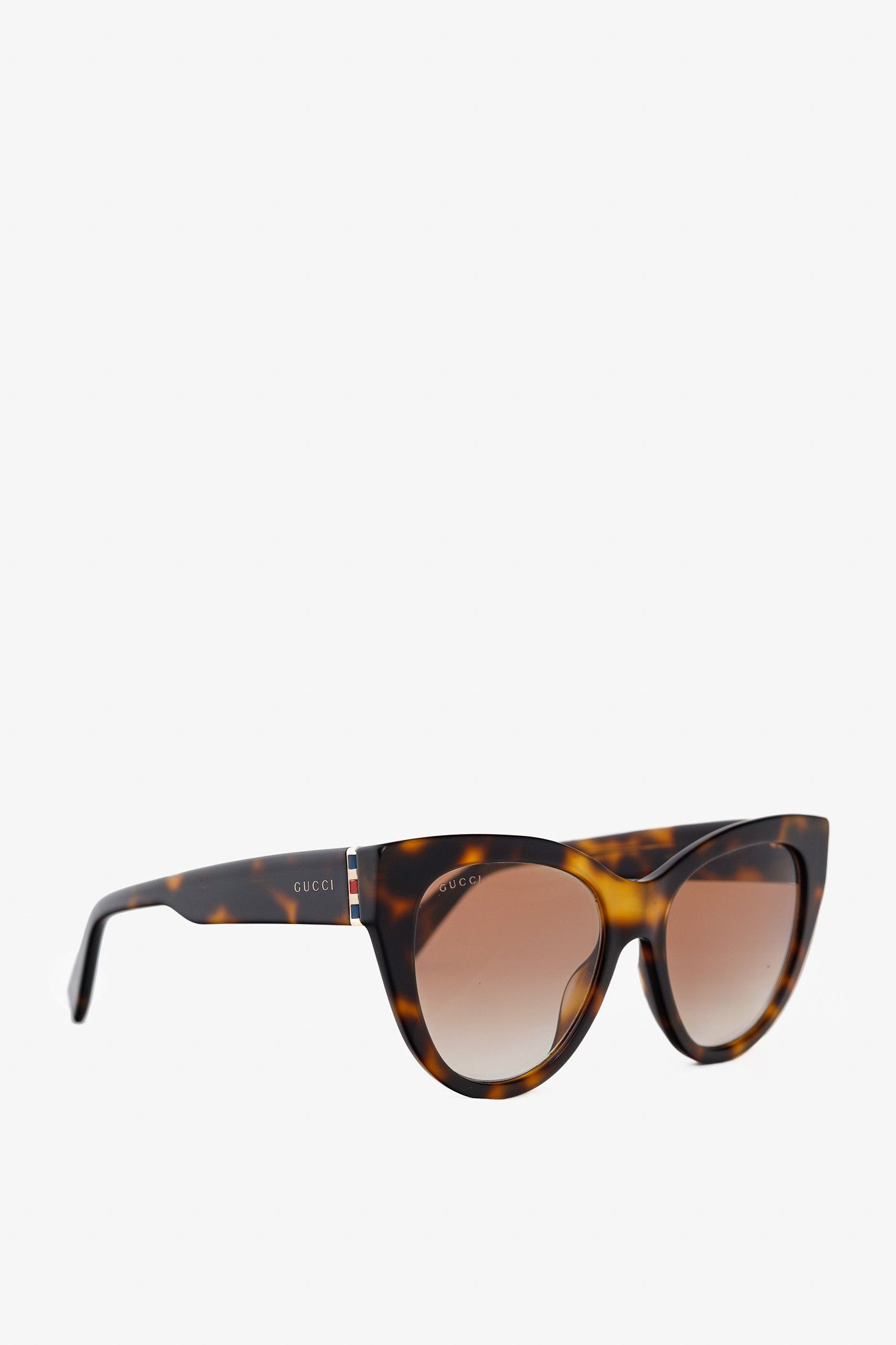 Gucci Gucci Web Plaque Tortoiseshell Cat-Eye Sunglasses Size ONE SIZE - 1 Thumbnail