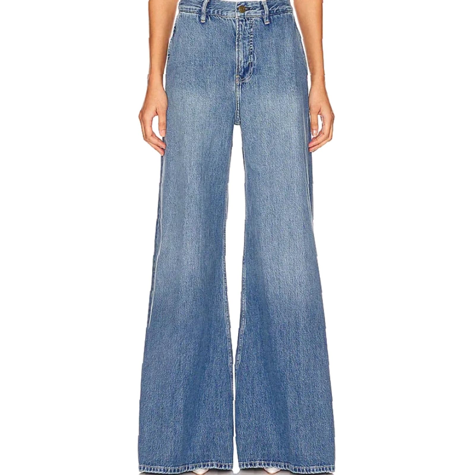 Frame FRAME Extra Wide Leg Jeans Women 25 in Seraphina Blue Designer NWT Jeans Wide-Leg Womens 25 in Blue Size 42" / US 20 - 2 Thumbnail