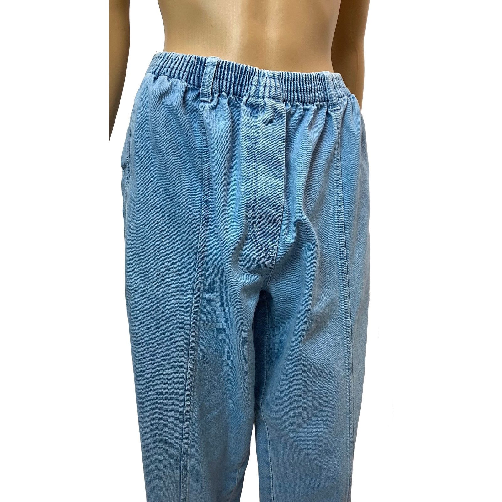 Vintage 80s Pull On High Waisted Mom Jeans | Tapered Front Seam S- L Size 30" / US 8 / IT 44 - 6 Thumbnail