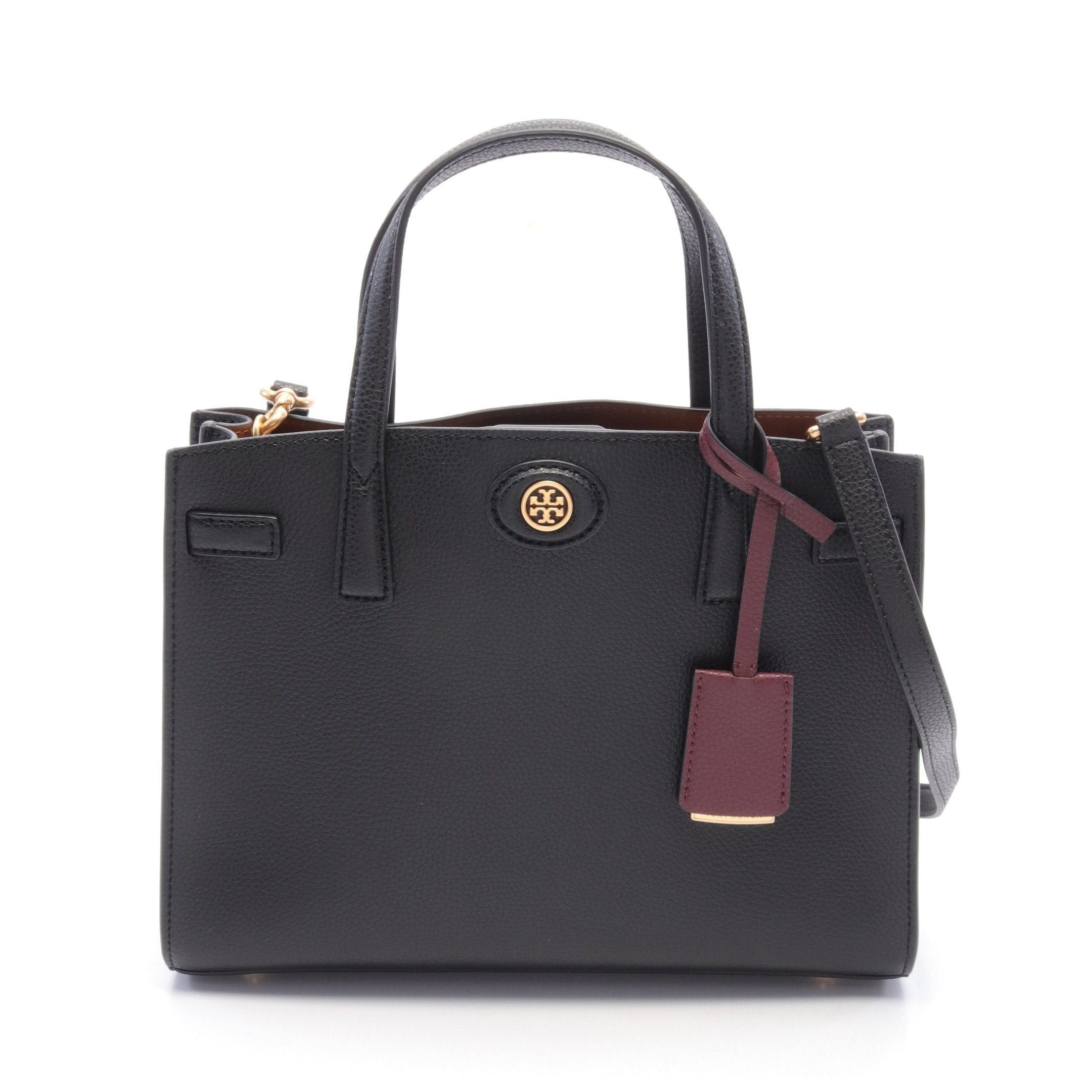 Tory Burch Robinson Handbag Tote Bag Leather Black