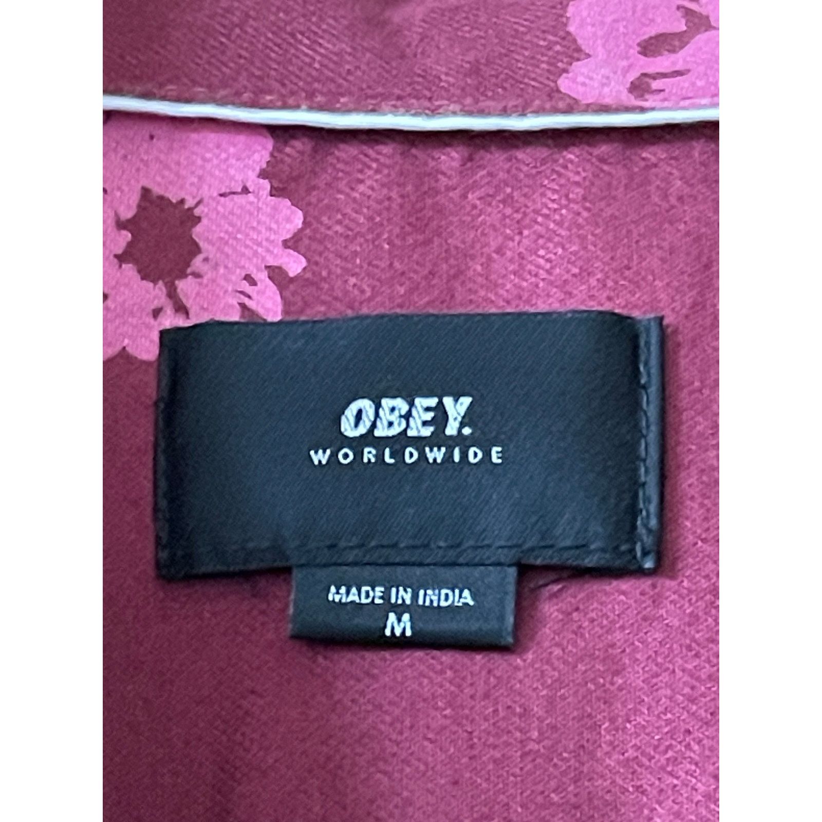 Obey Obey Oh Daisy Burgundy Woven Button Down Shirt size Medium Size US M / EU 48-50 / 2 - 7 Thumbnail