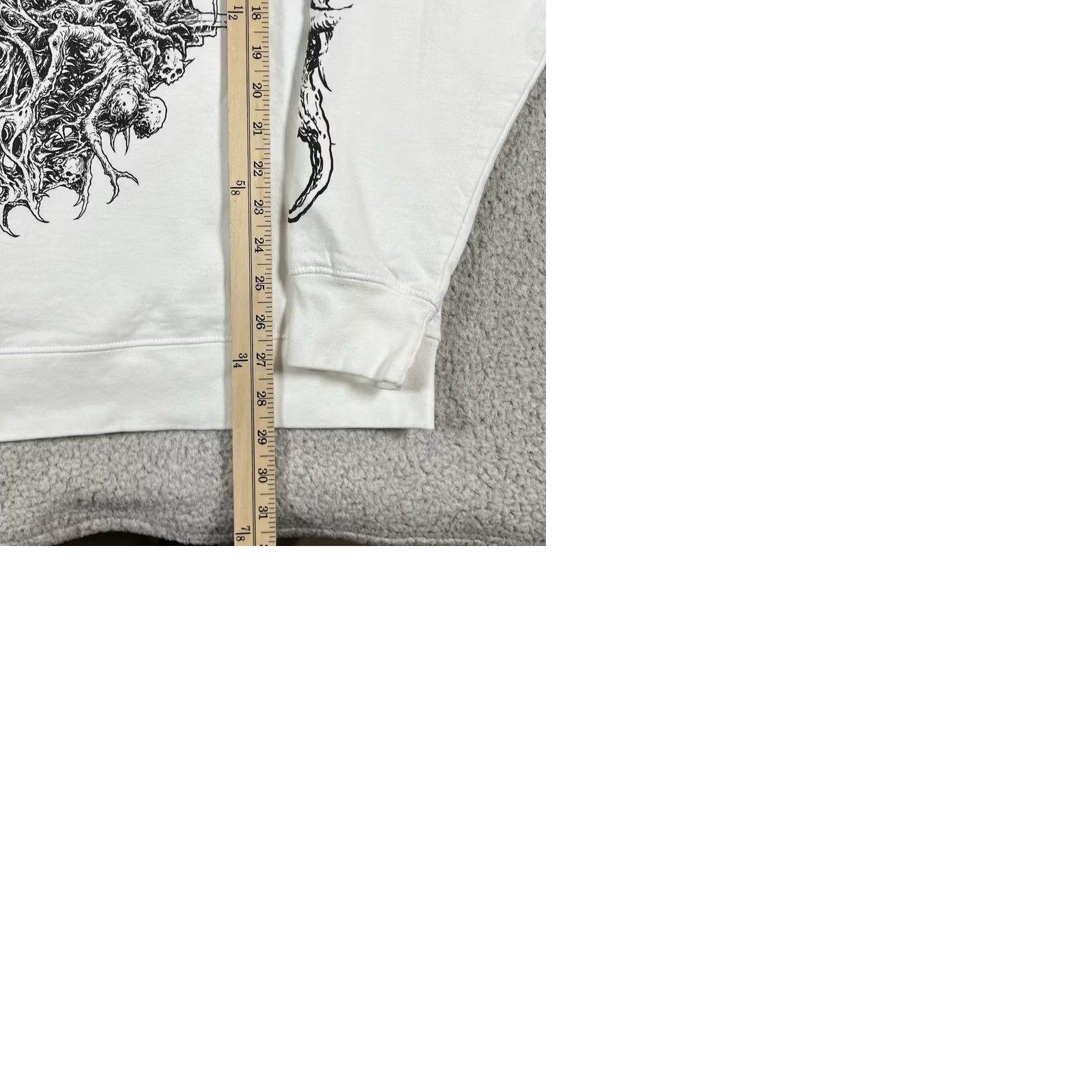 Vintage Aborted Hoodie Mens XL White Graphic Print Hooded 90s Gothic Grunge Horror Metal Sweatshirt Pullover Size US XL / EU 56 / 4 - 10 Thumbnail