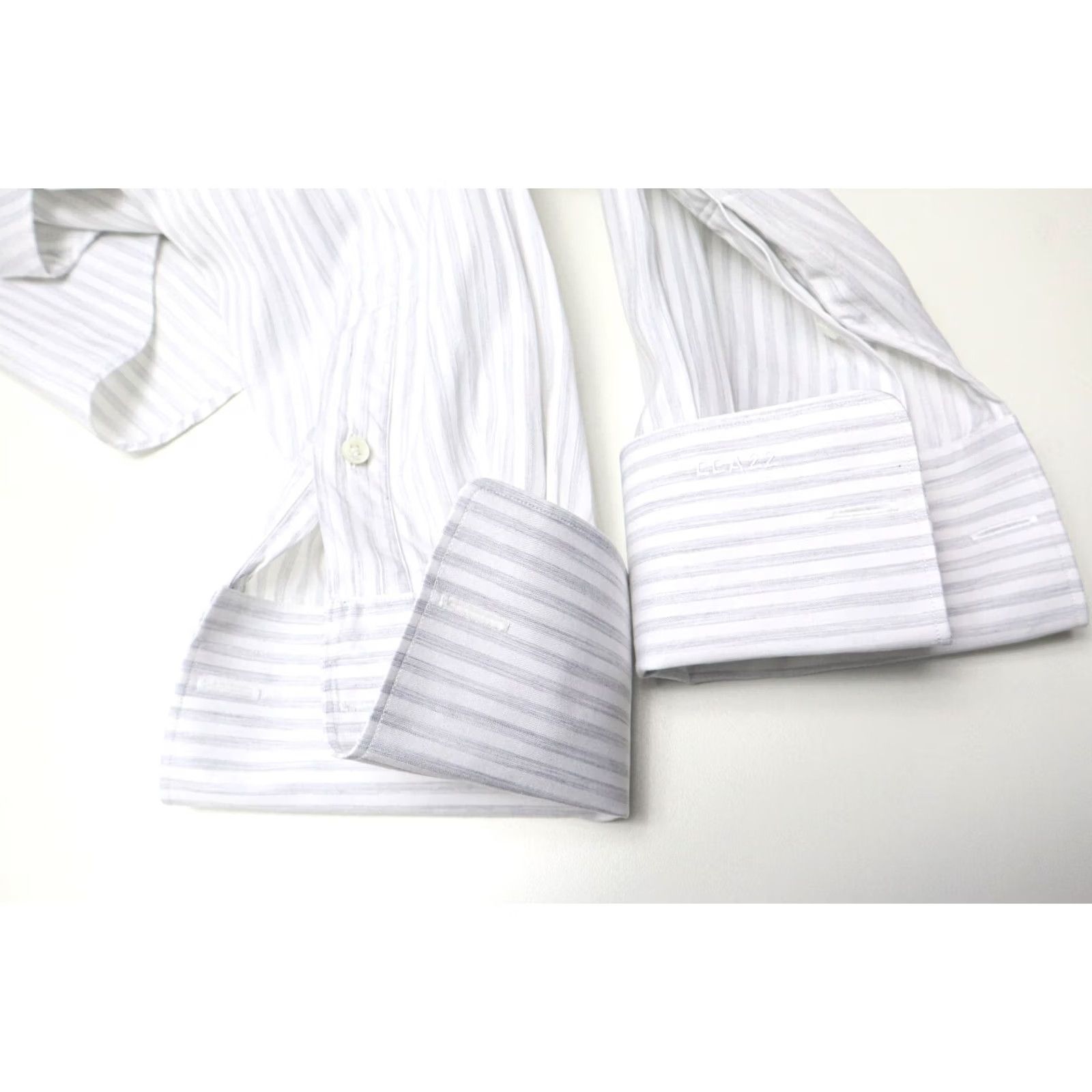 Suitsupply Suitsupply Formal Shirt Men's LARGE Pinstripe Grey Club Collar Shirt Size 42R - 5 Thumbnail