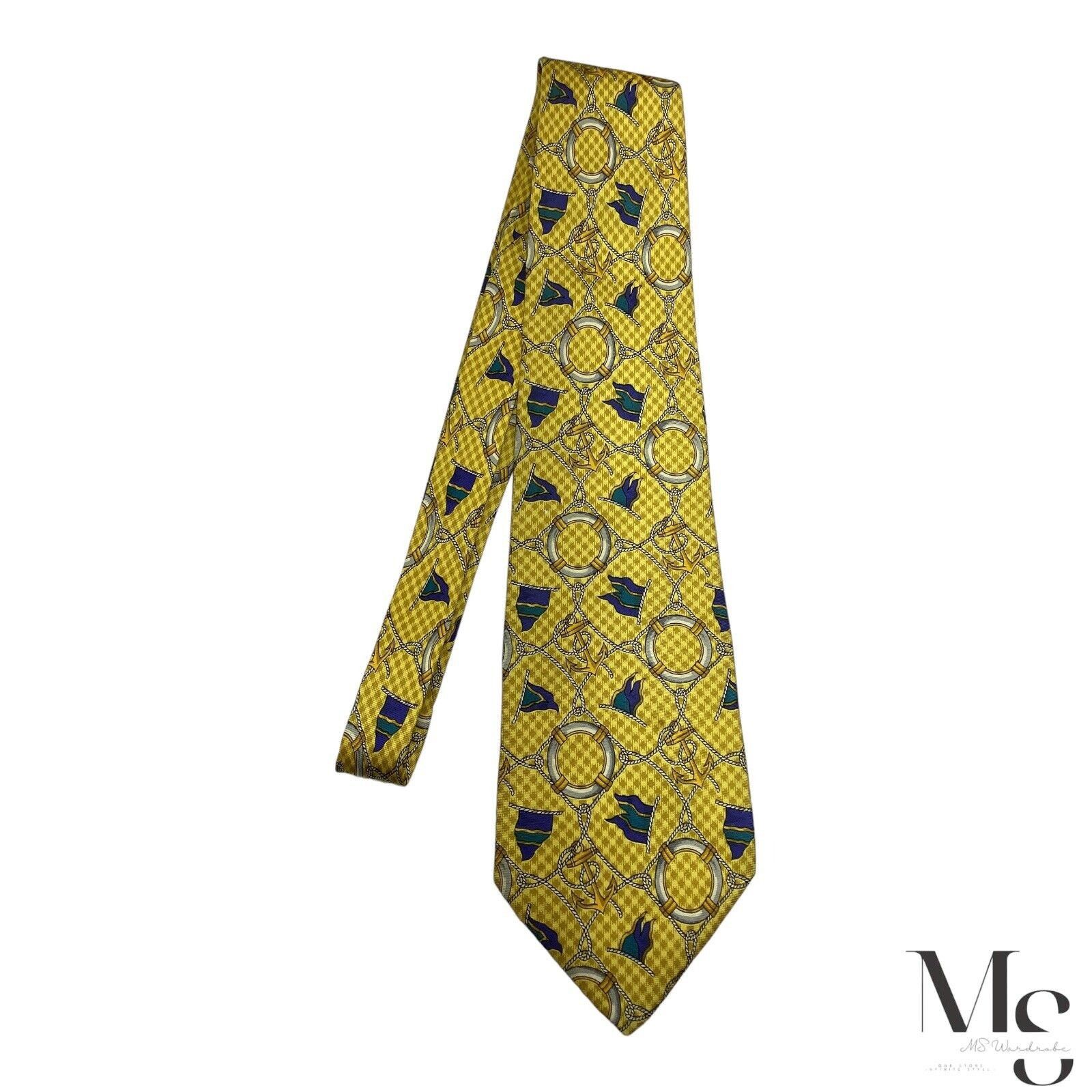 Guy Laroche GUY LAROCHE Yellow Nautical Print Silk Tie H.Made In Itally Size ONE SIZE - 4 Thumbnail