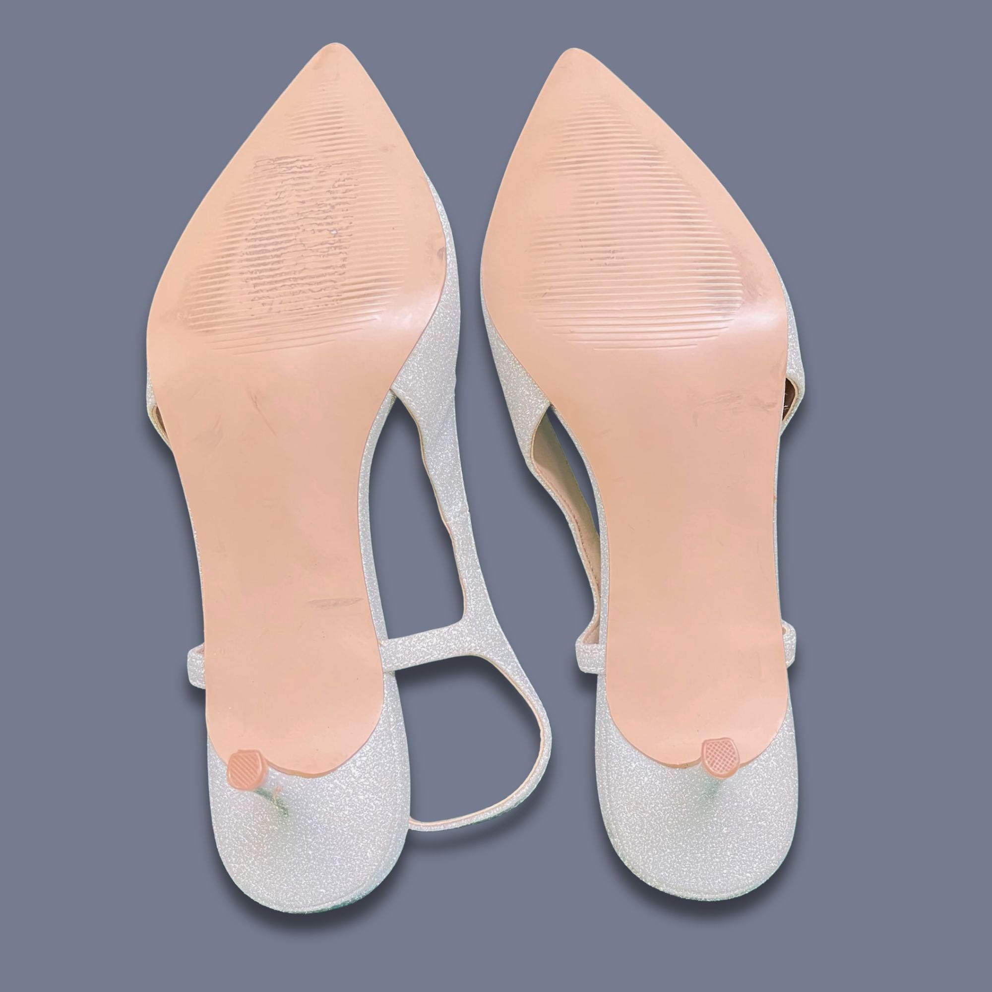 AQUA AQUA Silver Glitter Slingback Pointed-Toe Pumps Size 7 Chic Size US 7 / IT 37 - 5 Thumbnail