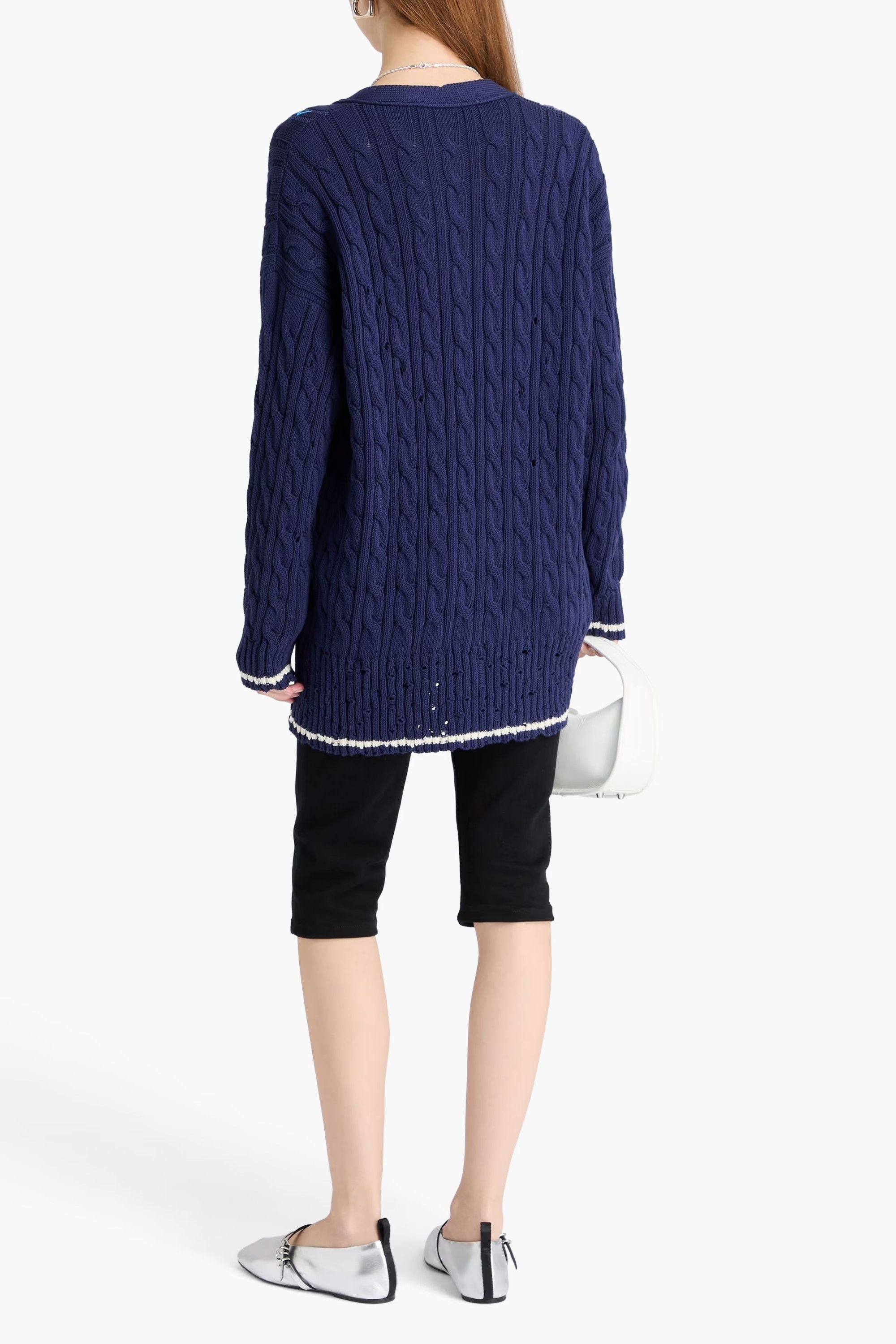 Marni o1f1d3z0326 Cable-Knit Cardigan in Blue Size XL / US 12-14 / IT 48-50 - 3 Thumbnail