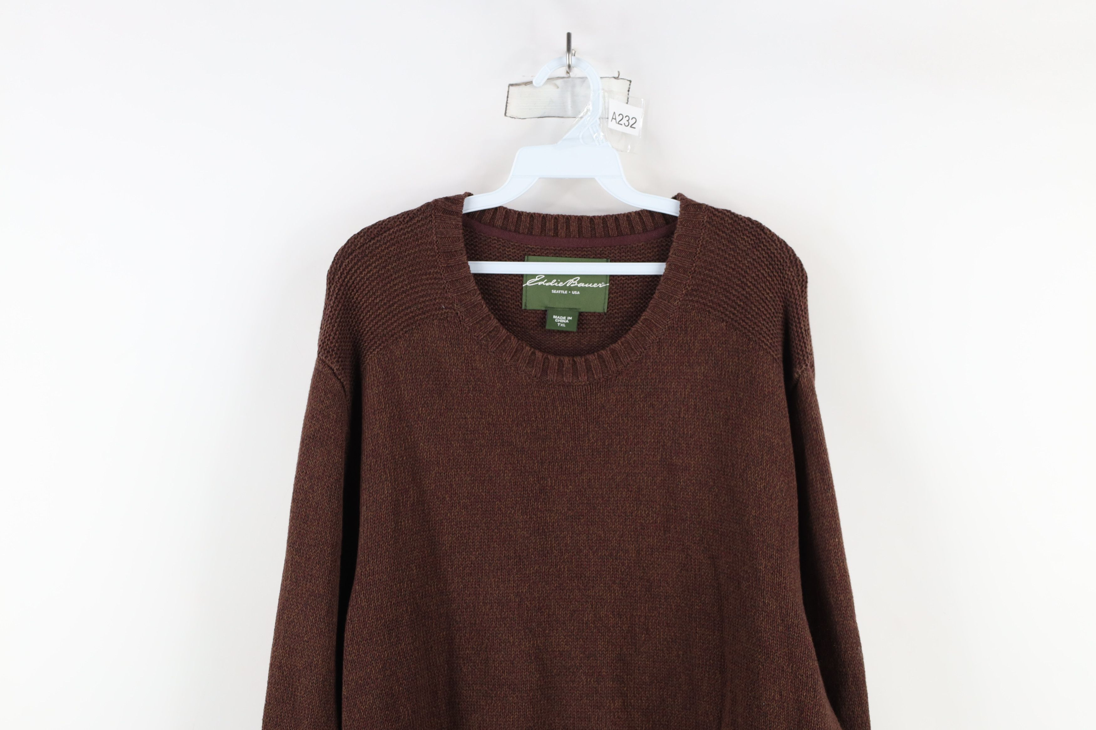 Eddie Bauer × Vintage Vintage Eddie Bauer Ribbed Knit Crewneck Sweater Brown Size US XL / EU 56 / 4 - 2 Thumbnail