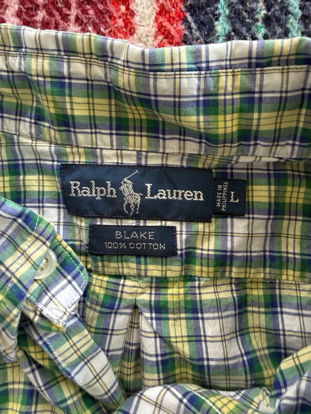 Ralph Lauren × Vintage Men's Ralph Lauren Casual Button Down Shirt L Green Blue Pla Size US L / EU 52-54 / 3 - 5 Thumbnail
