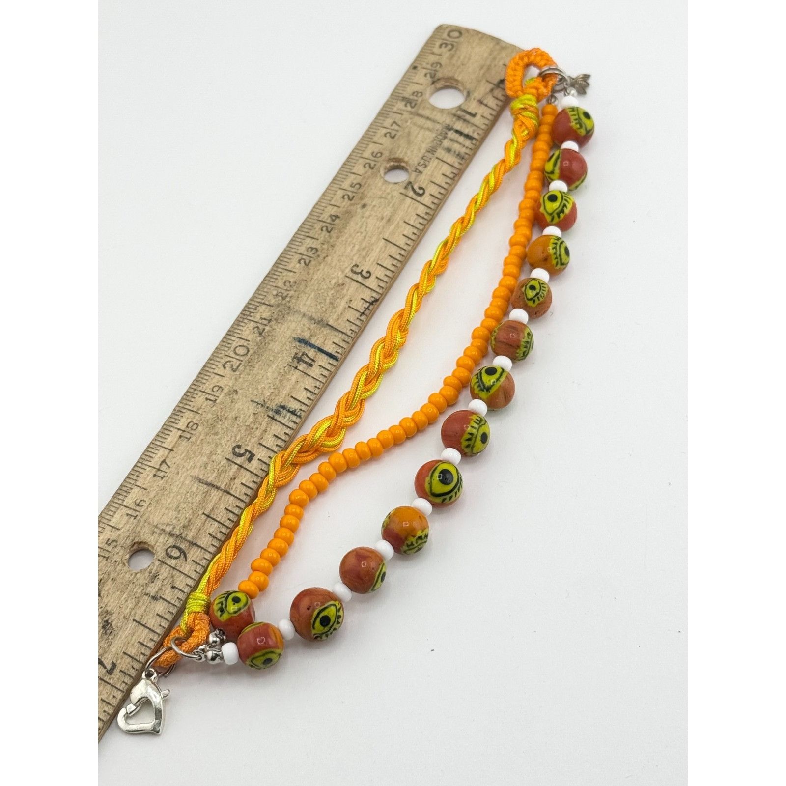 Vintage Vintage orange glass evil eye beaded three strand braided br Size ONE SIZE - 5 Thumbnail