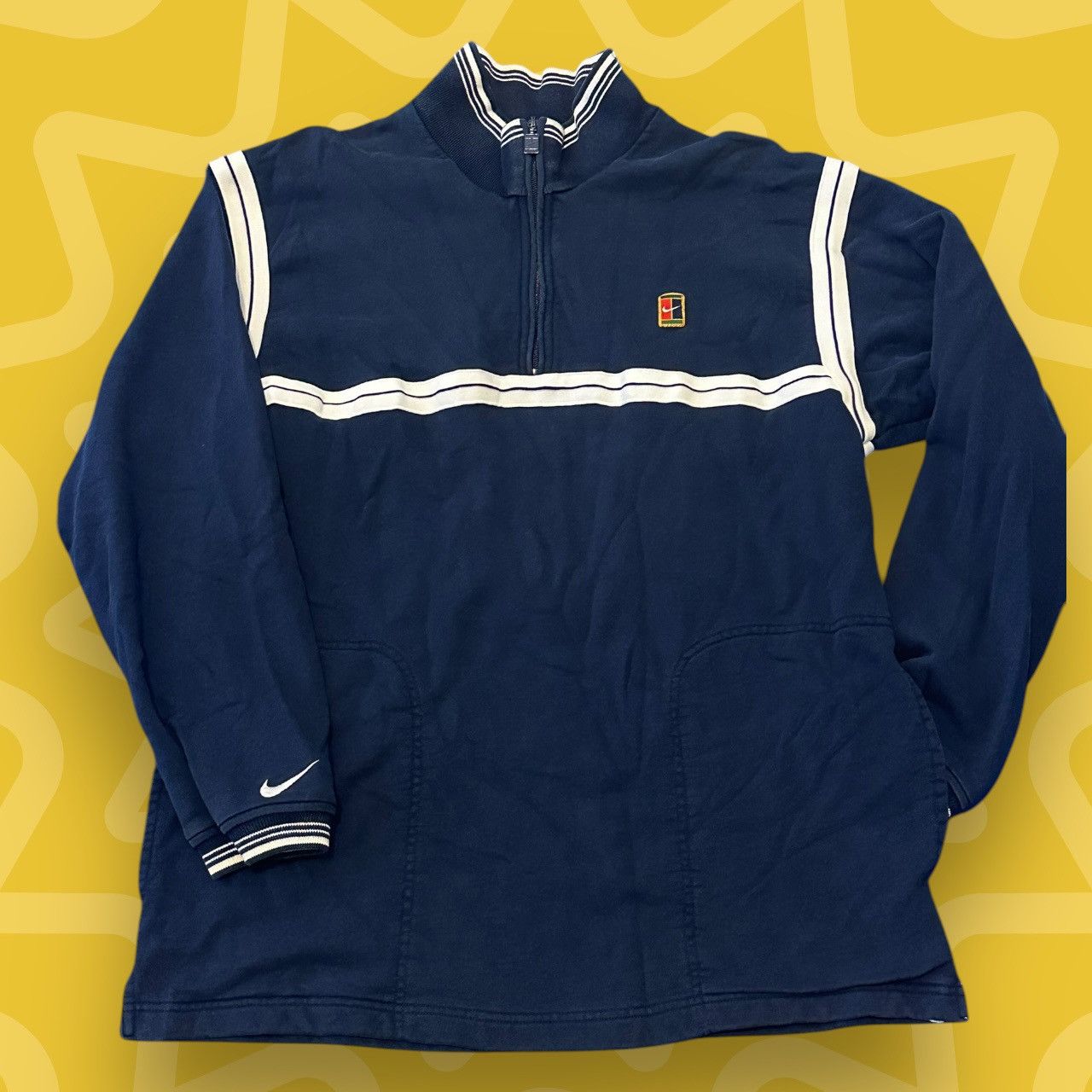 Nike Navy/White 1992 Nike Court Heritage 1/4 Zip Jacket- Size Lg Size US L / EU 52-54 / 3 - 1 Thumbnail
