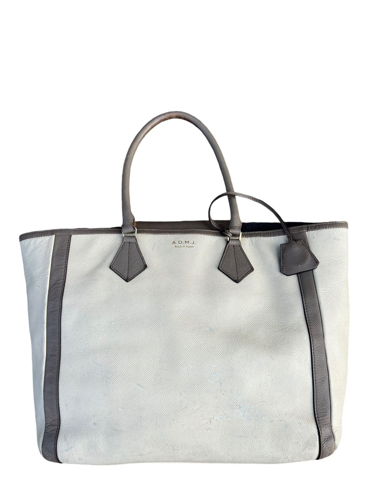 Japanese Brand A.D.M.J. Japan Distressed Scratches Patina Leather Tote Bag Size ONE SIZE - 5 Thumbnail