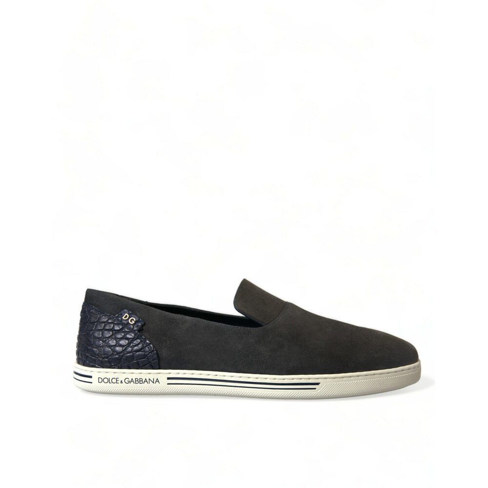 Dolce & Gabbana Dolce & Gabbana Elegant Blue Suede & Crocodile Slippers Size US 8 / EU 41 - 1 Thumbnail