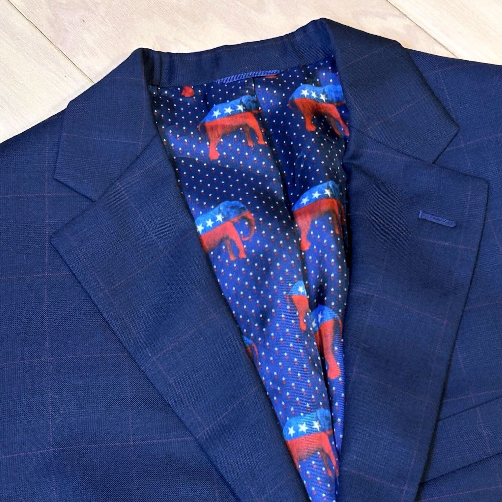 Vintage Rod Alan Custom Democratic Lining Blazer Sport Coat Men’s 39R Blue Plaid Regular Size 40R - 3 Thumbnail