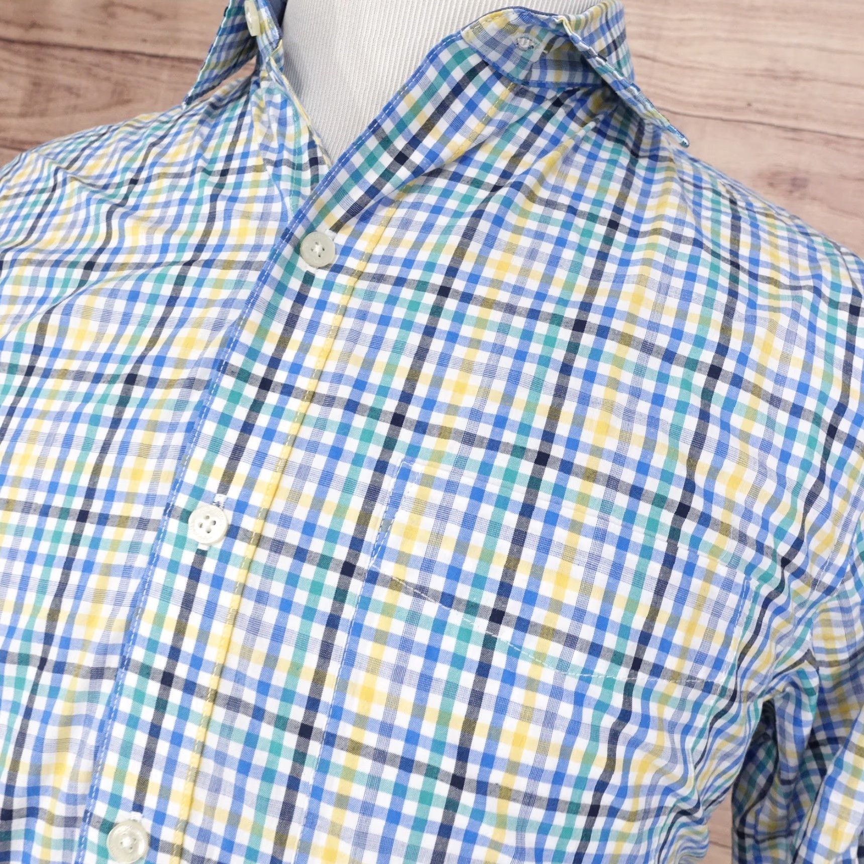 Van Heusen VAN HEUSEN Slim Fit Gingham Check Button-Up Shirt M Multicolor Regular Long Sleeve Mens Size US M / EU 48-50 / 2 - 2 Thumbnail