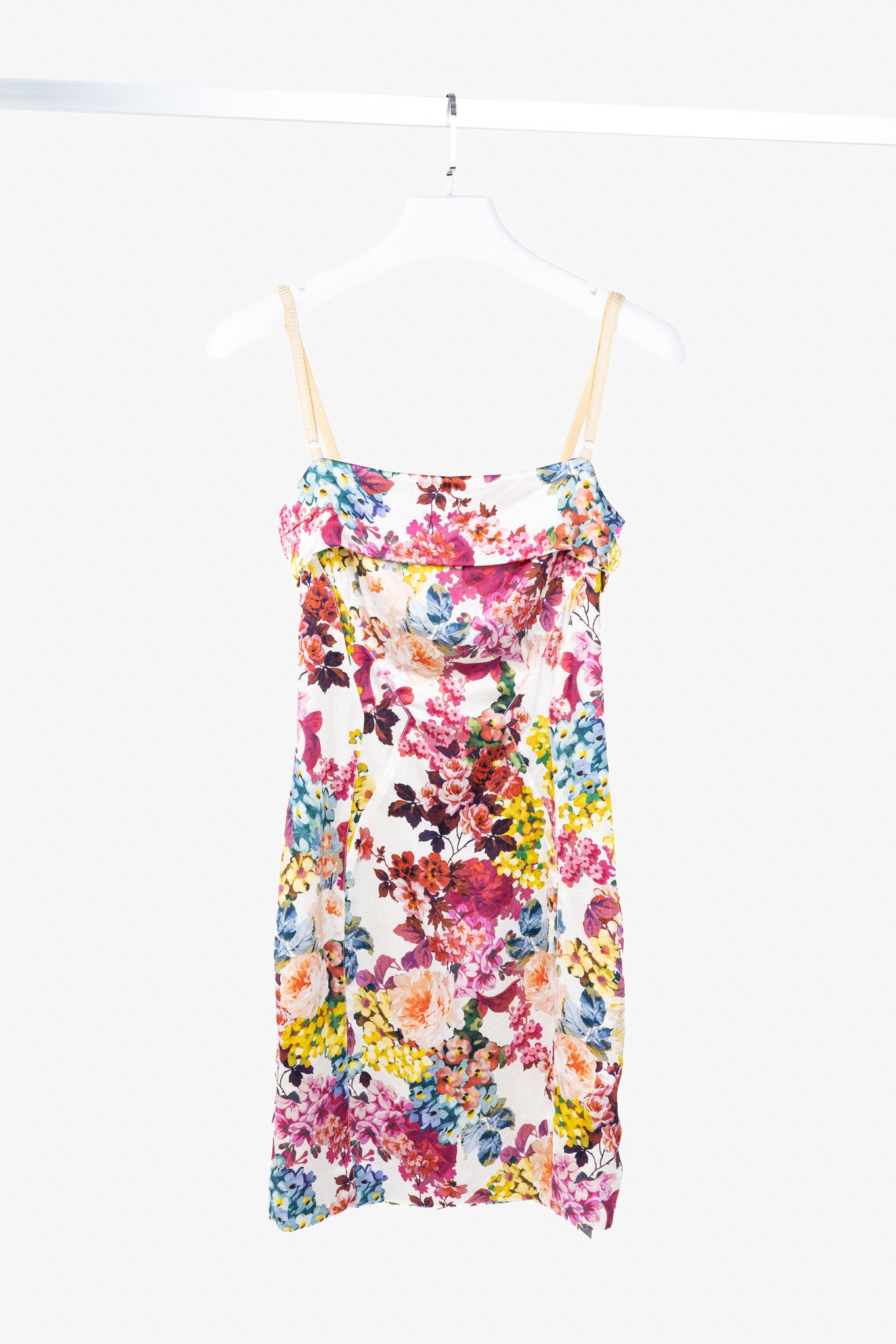 D&G Dolce & Gabbana SS/11 White Floral Silk-Satin Mini Dress