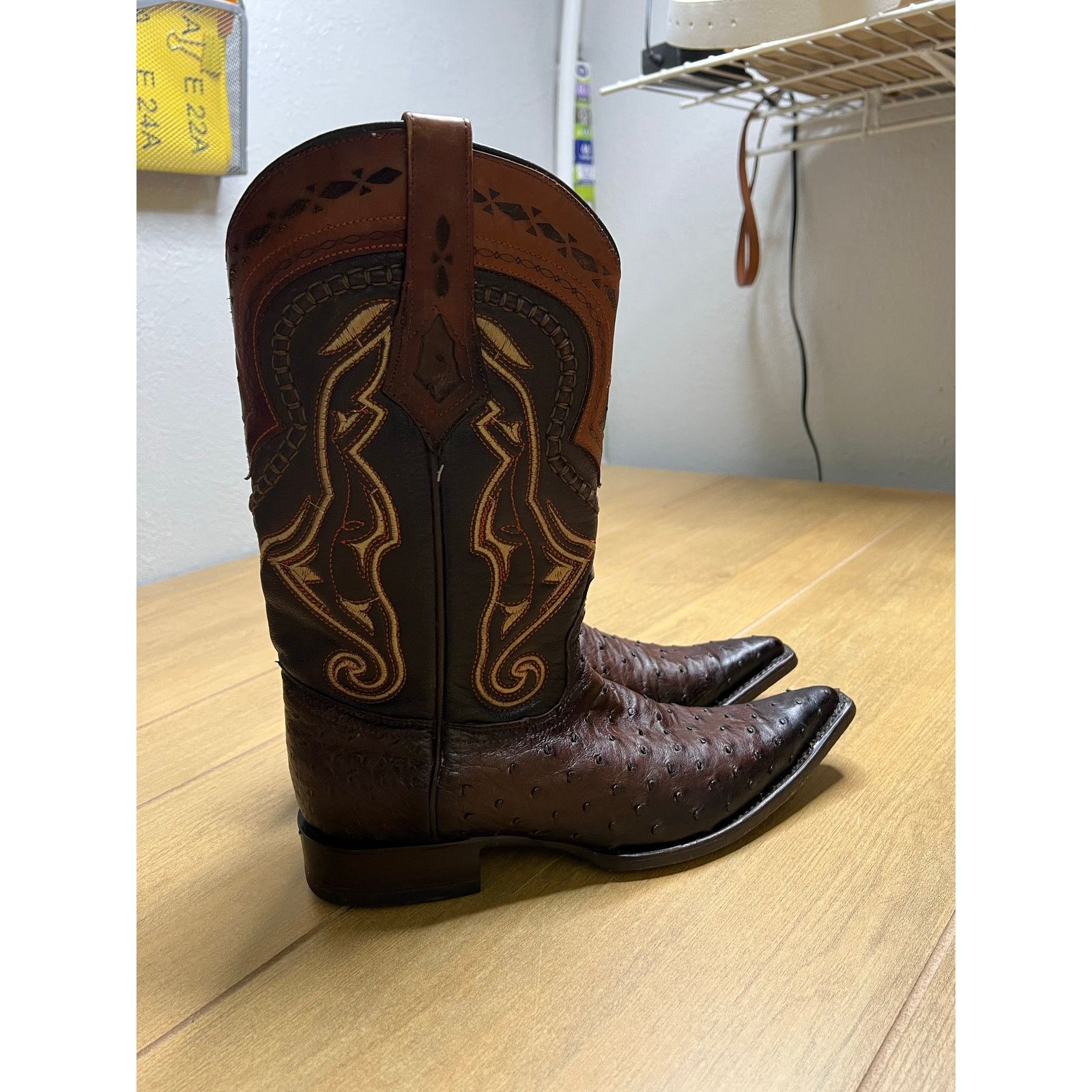 Los Altos Boots Los Altos Quill Ostrich Cowboy Boots Brown Leather Mens 7 EE Size US 7 / EU 40 - 13 Thumbnail