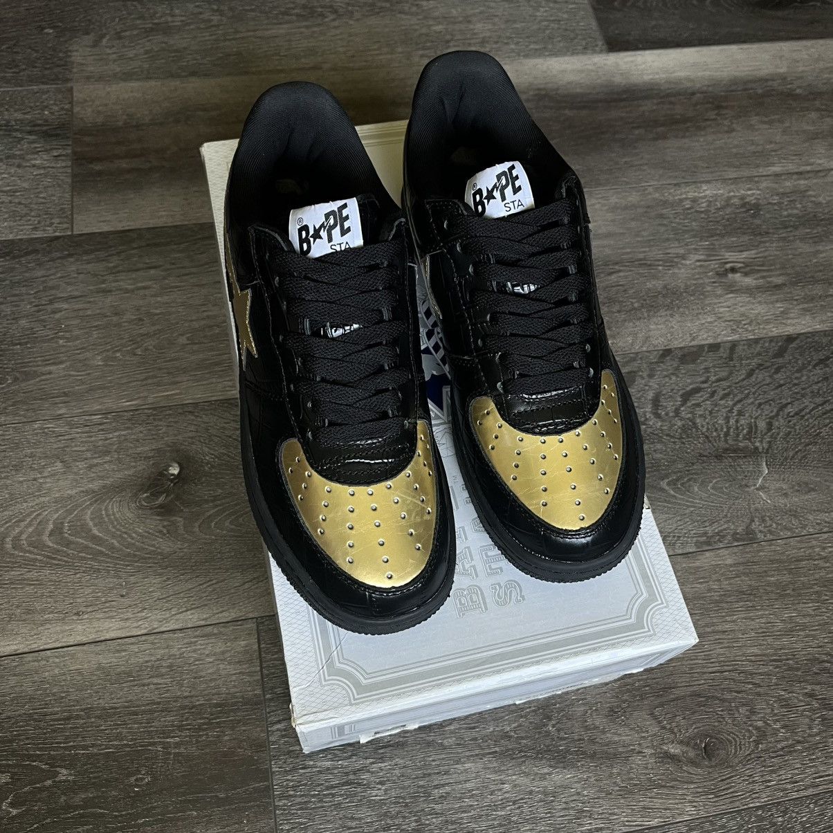 Bape New A Bathing Ape Bape Bapesta 24 Karat Black Gold Sneakers Size US 8.5 / EU 41-42 - 1 Thumbnail
